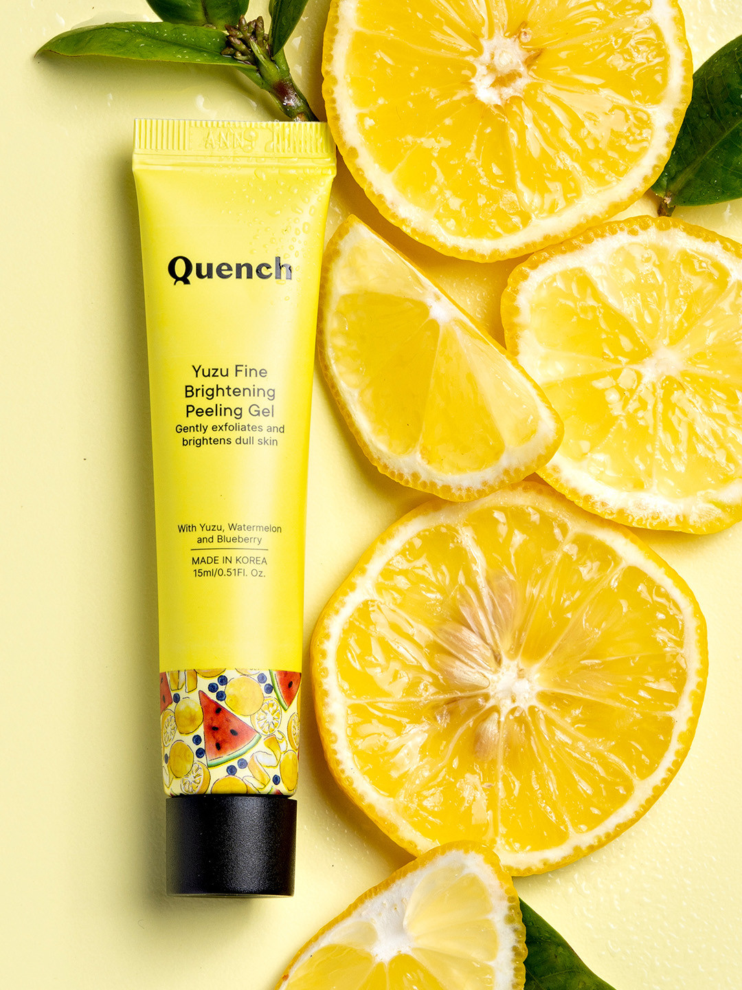 

Quench Yuzu Fine Brightening Peeling Gel with Watermelon & Blueberry - 15 ml, Yellow