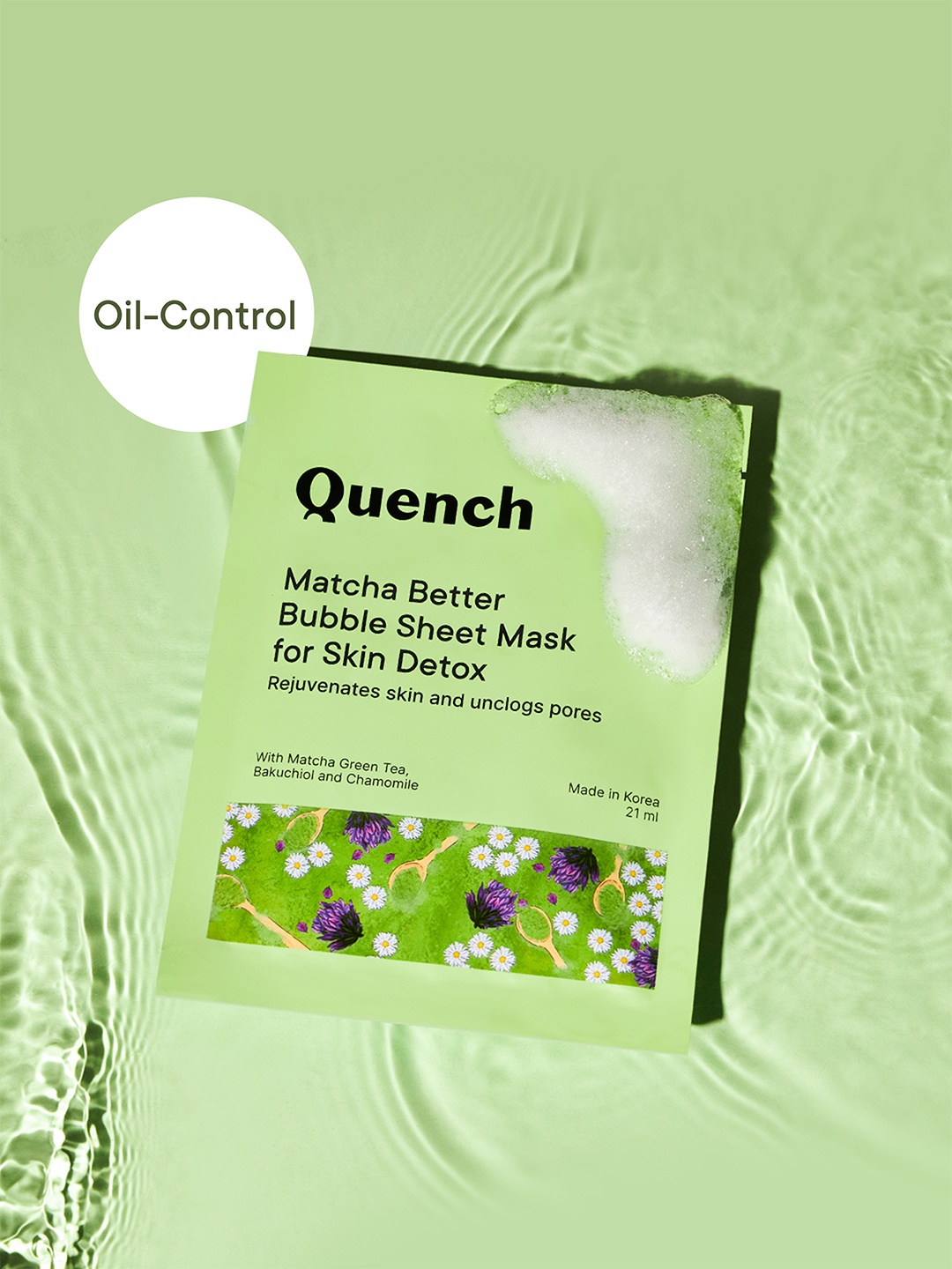 

Quench Matcha Bubble Sheet Mask For Skin Detoxification - 21 ml, Green