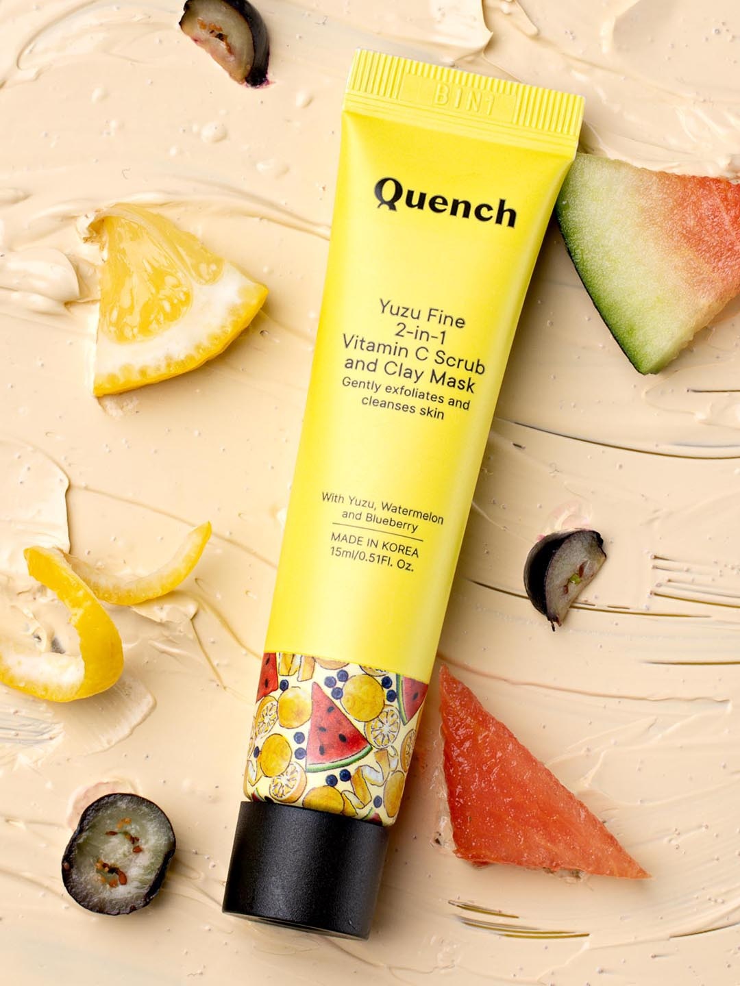 

Quench Yuzu Fine 2-In-1 Vitamin C Scrub & Clay Mask To Lighten Spots & Even Skin - 15ml, Yellow