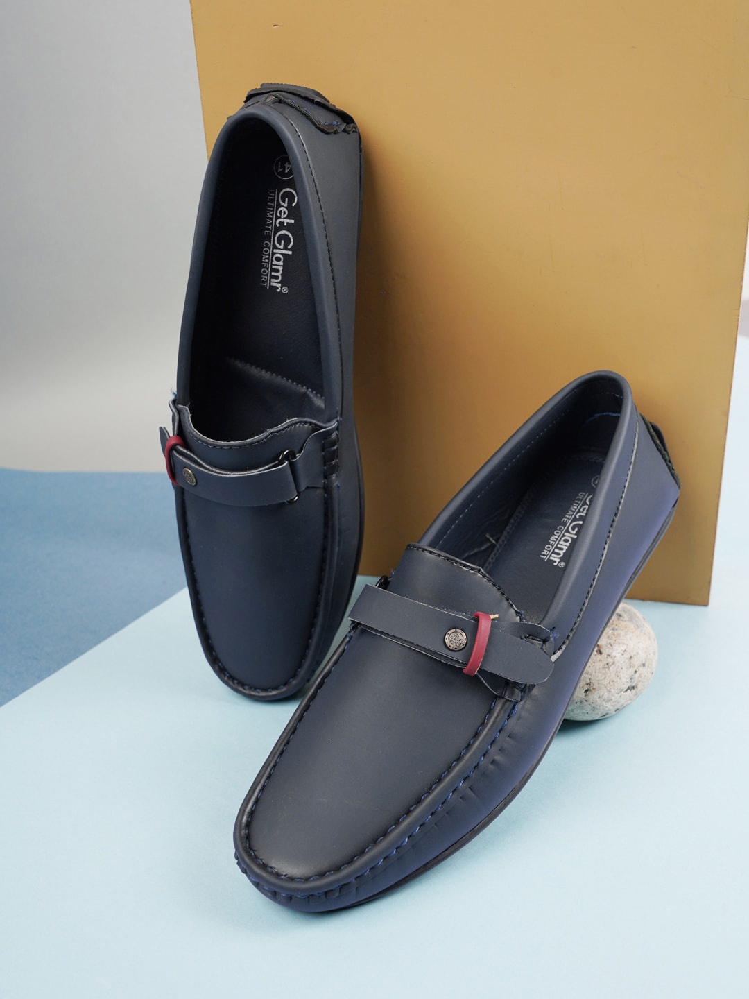

Get Glamr Men Navy Blue Perforations Loafers