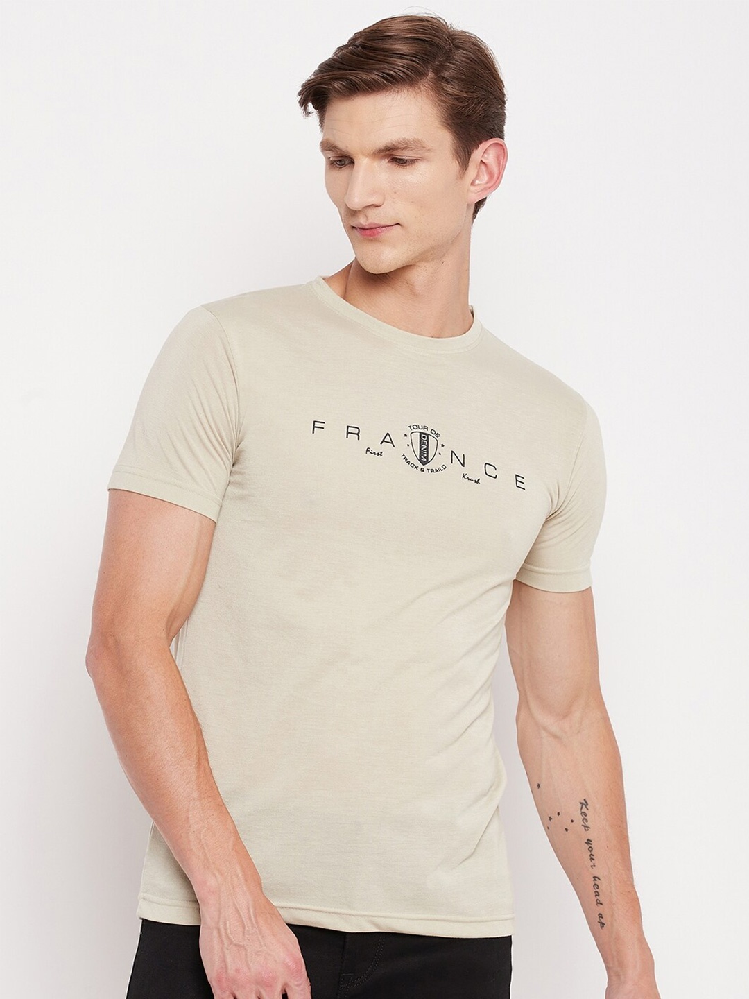 

FirstKrush Men Grey Typography T-shirt