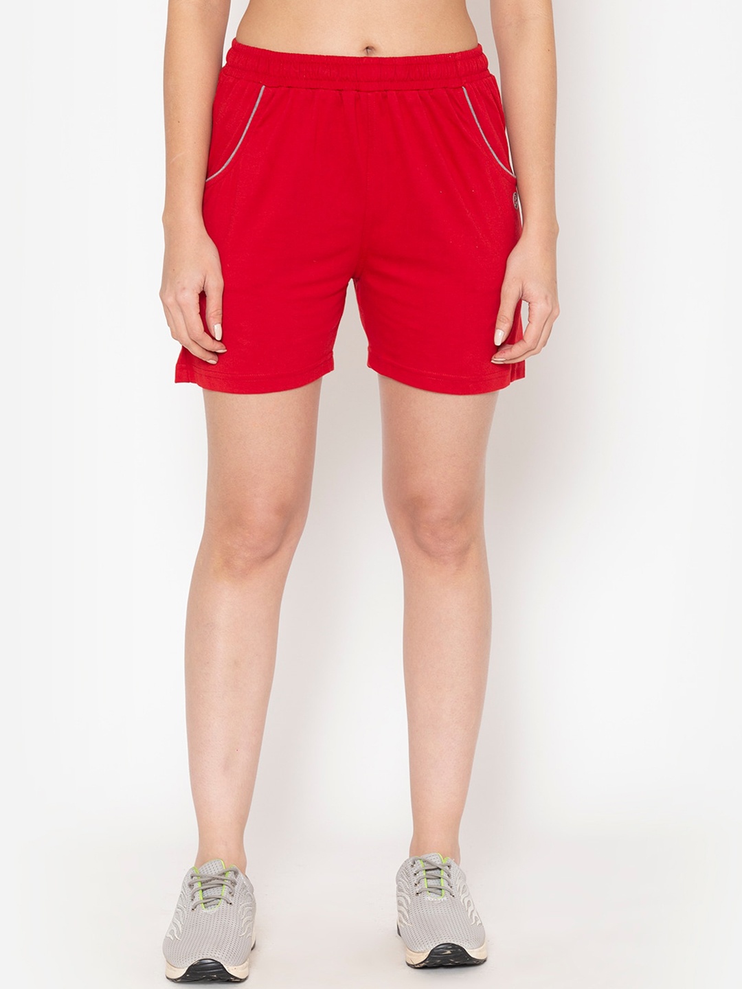 

BODYACTIVE Women Red Cotton Shorts