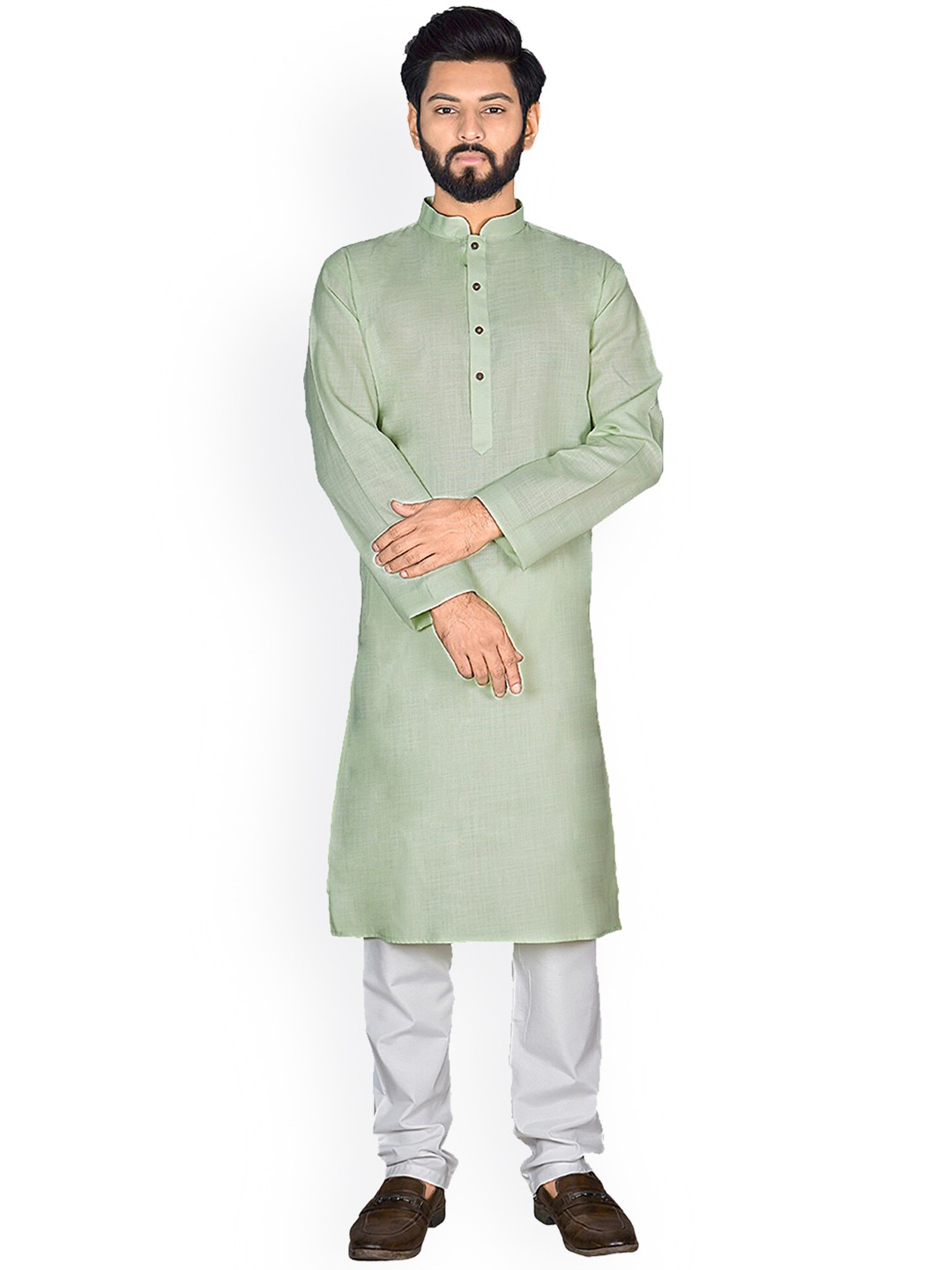 

Nimayaa Men Green Kurta with Churidar