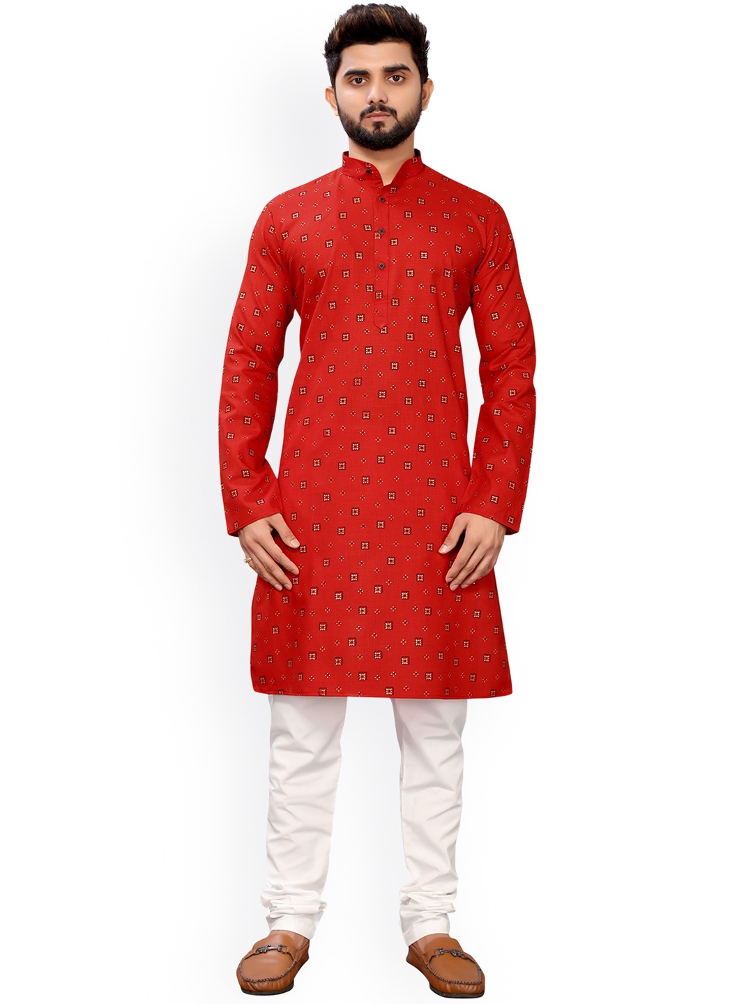 

Nimayaa Men Red Kurta with Churidar