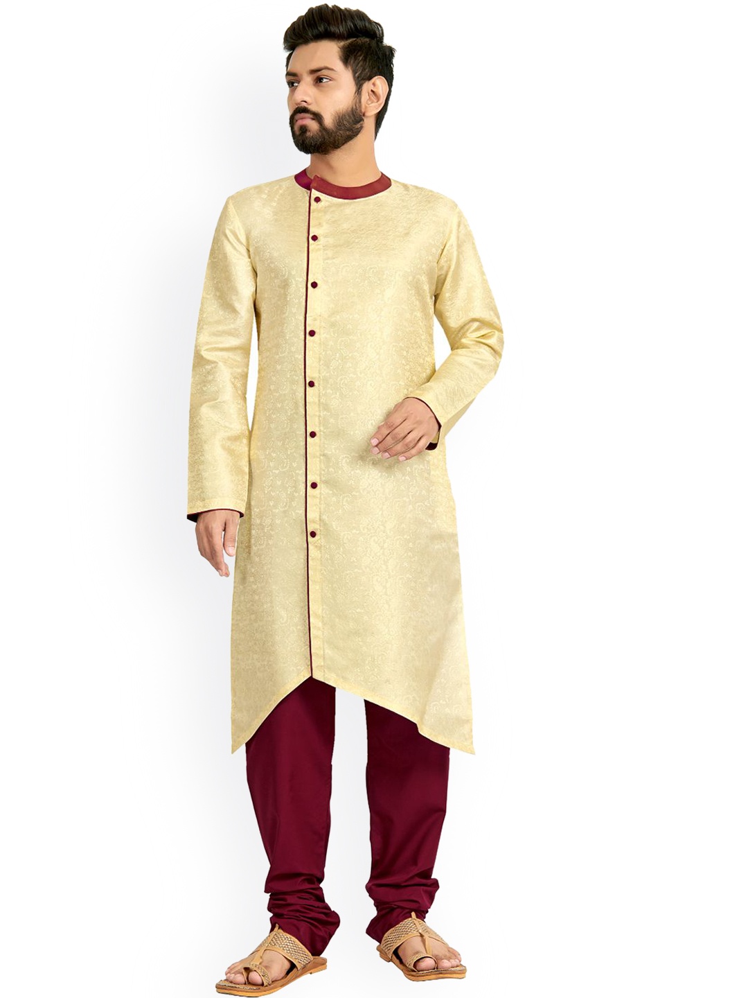 

Nimayaa Men Cream-Coloured Kurta with Churidar