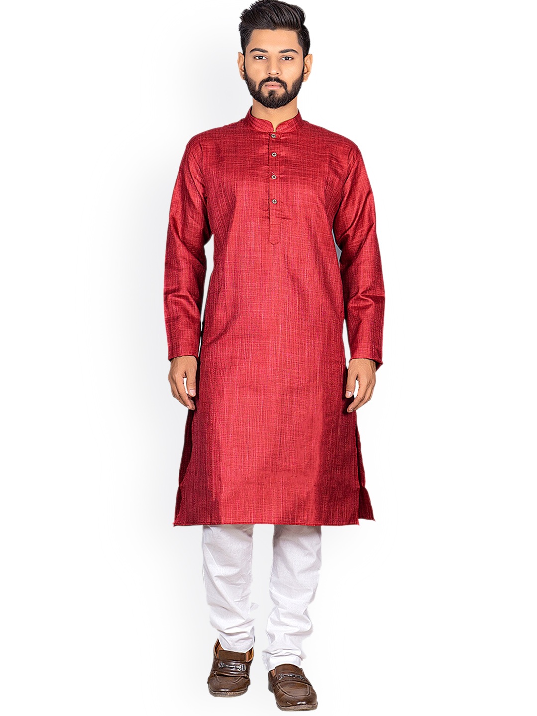 

Nimayaa Men Maroon Kurta With Churidar
