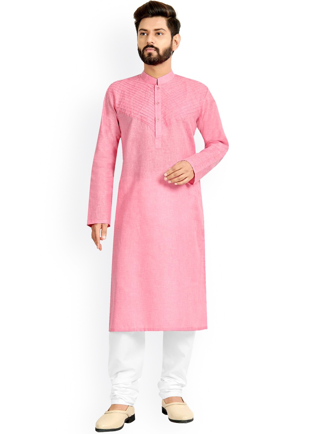 

Nimayaa Men Pink Kurta with Churidar