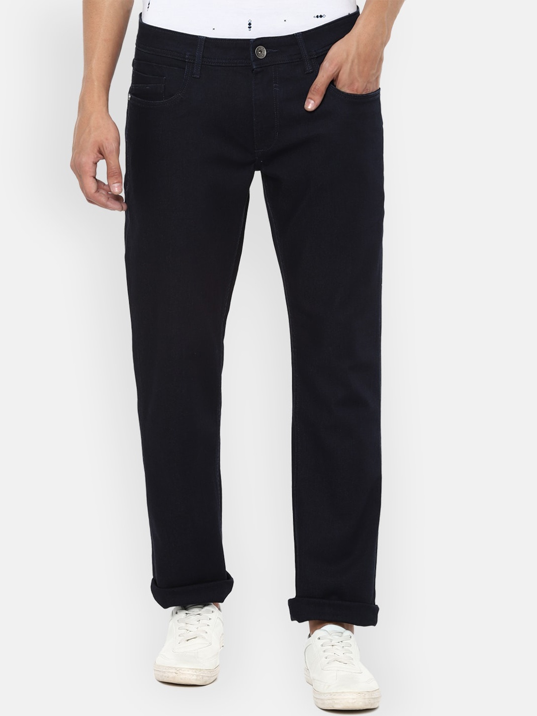 

Louis Philippe Jeans Men Navy Blue Slim Fit Mid Rise Non-Stretchable Jeans