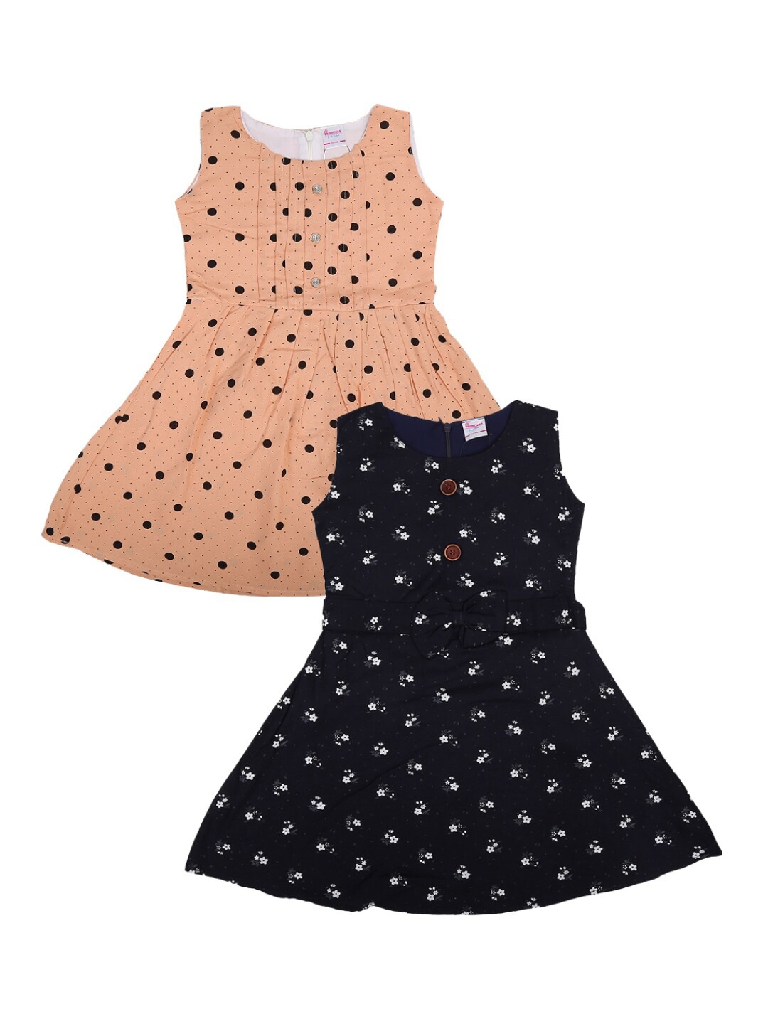 

V-Mart Set Of 2 Pink & Navy Blue Printed Cotton Dress