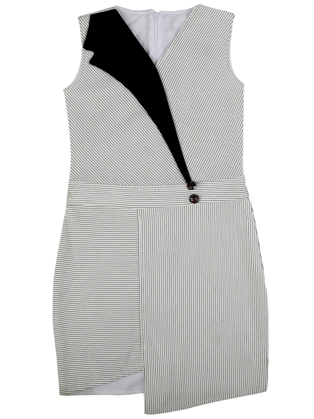 

V-Mart White & Black Striped Sheath Dress
