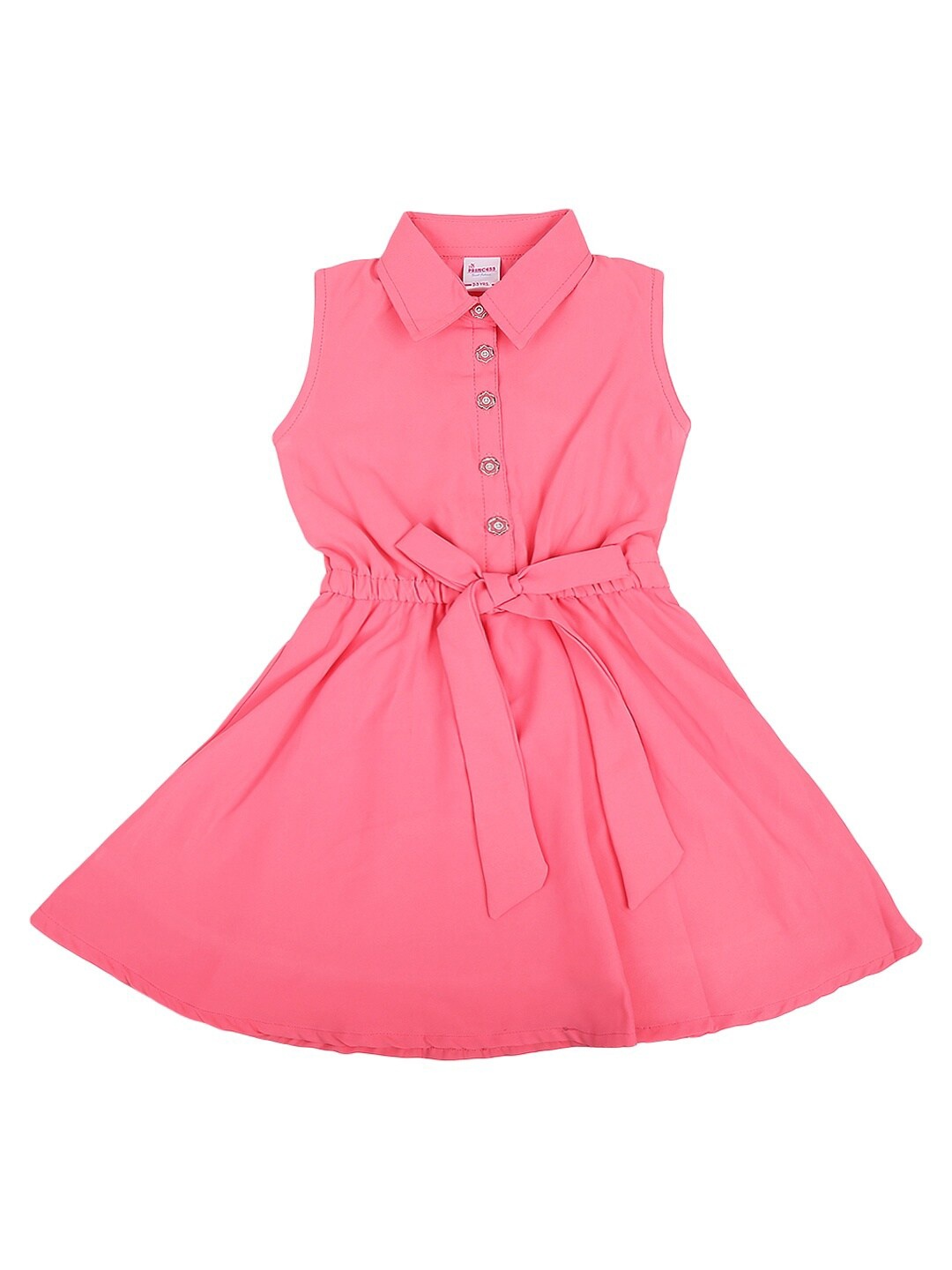 

V-Mart Fuchsia Shirt Collar Fit & Flare Cotton Dress
