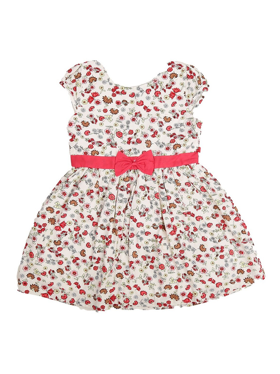 

V-Mart Peach-Coloured & Cream-Coloured Floral Dress