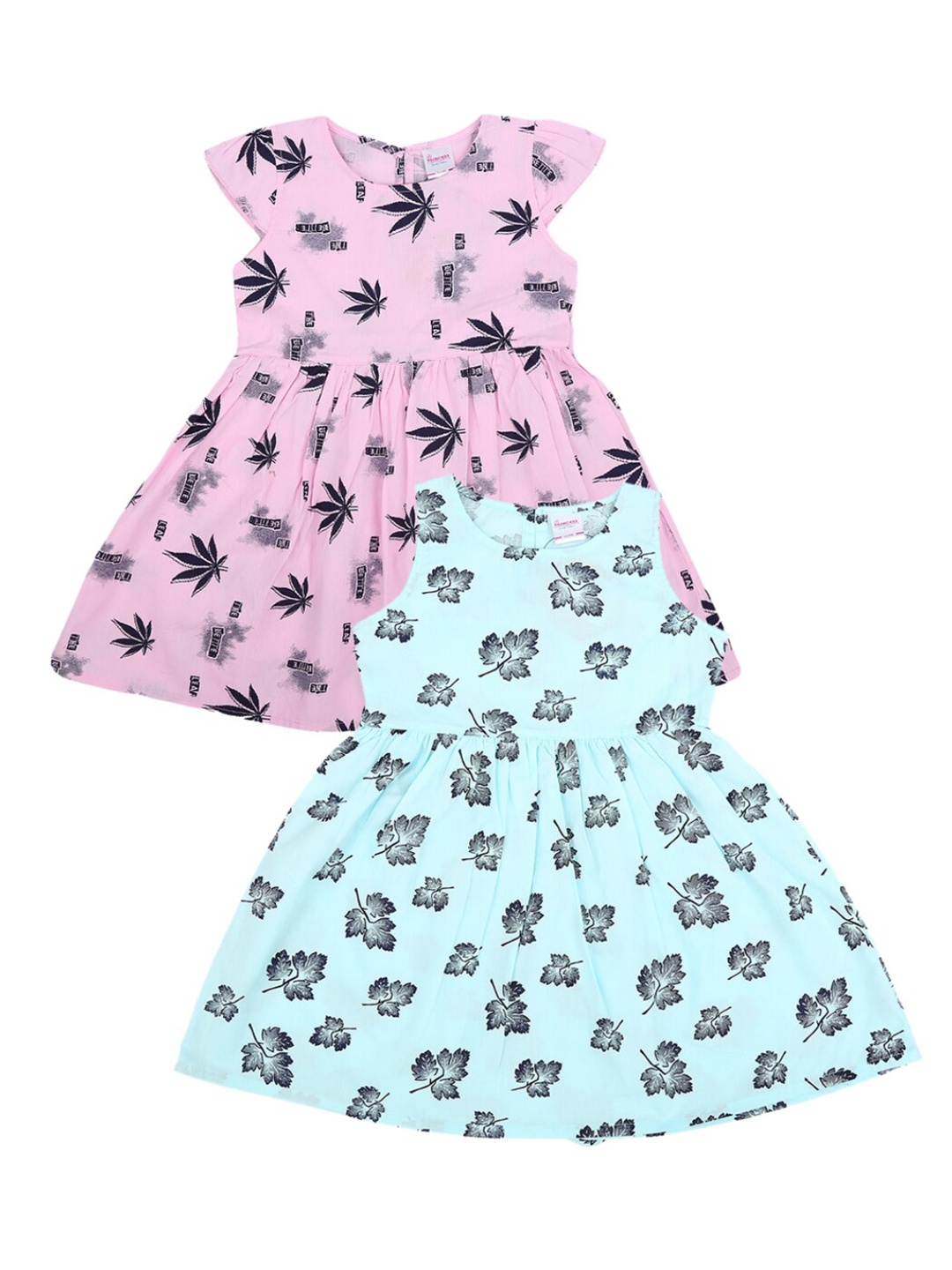 

V-Mart Pink & Blue Pack Of 2 Floral Dress