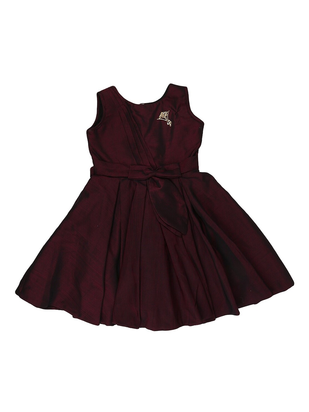 

V-Mart Girls Maroon Solid Party Dress