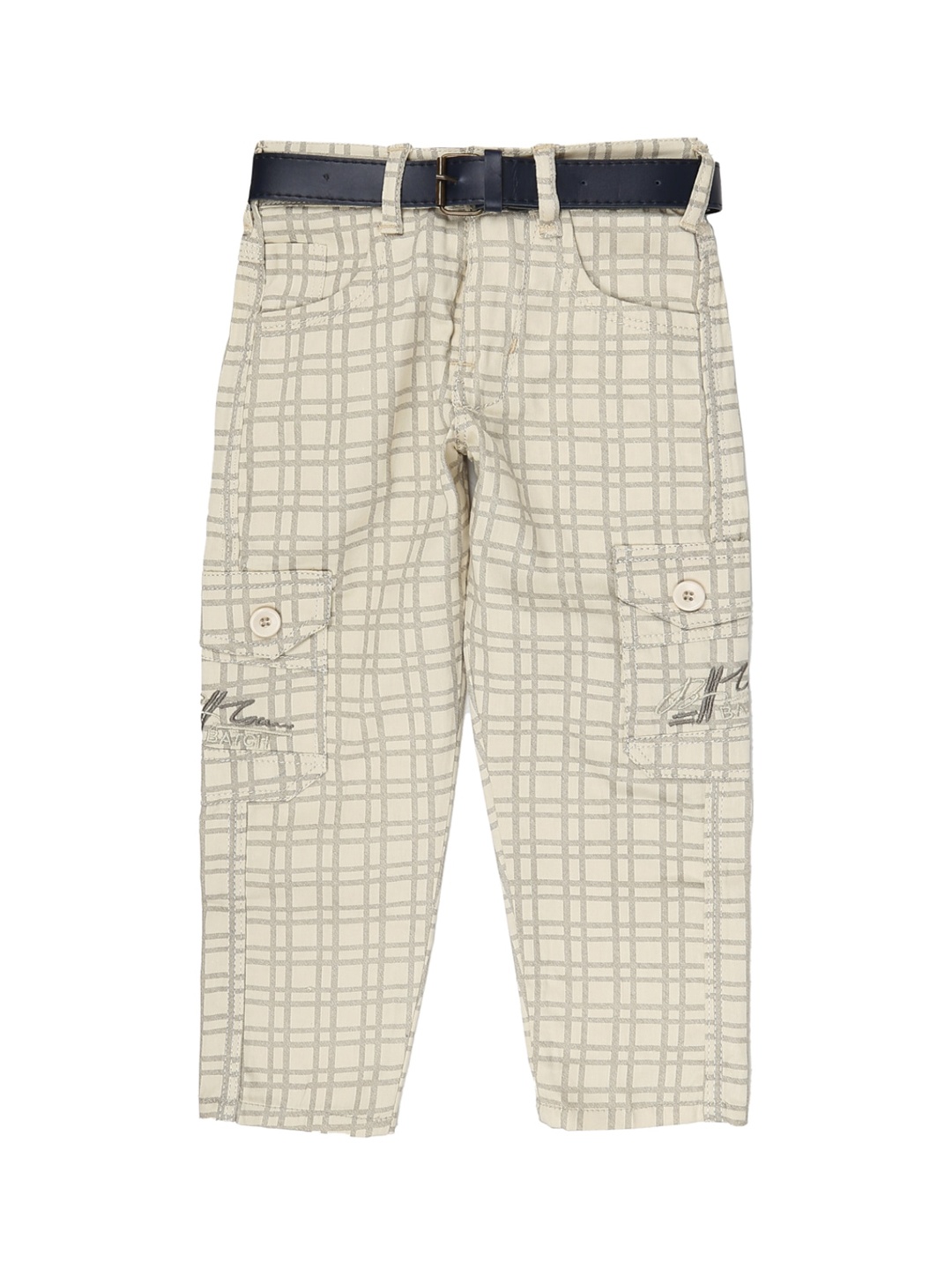 

V-Mart Boys Beige Checked Classic Mid Rise Regular Fit Cotton Trousers