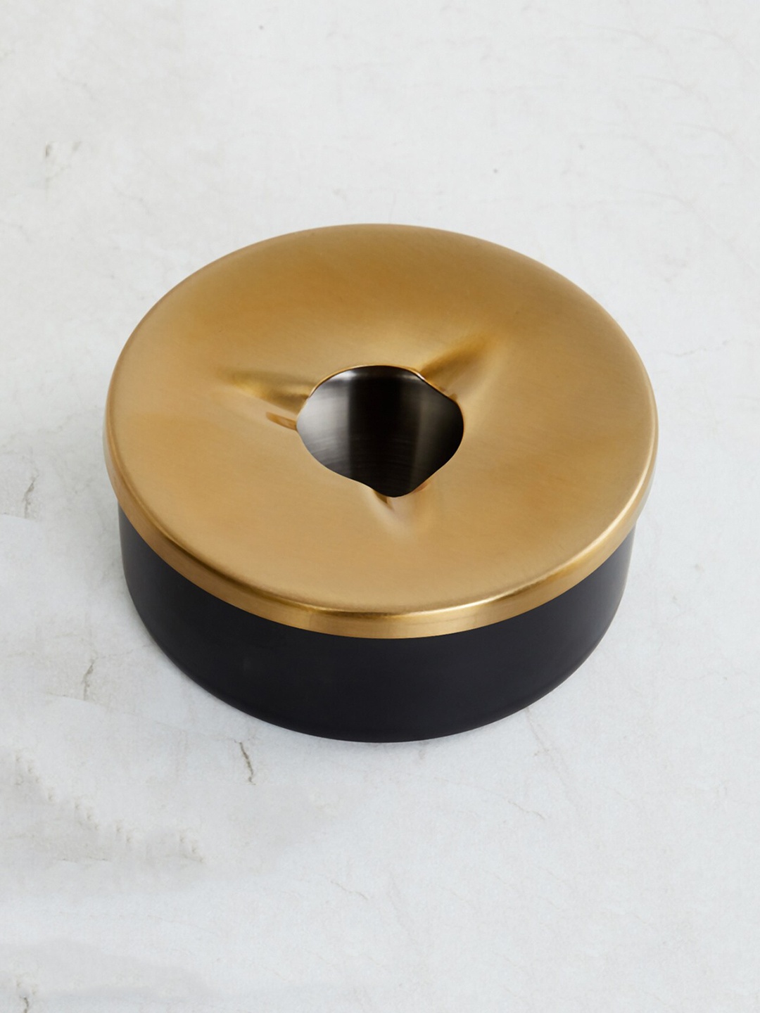 Home Centre Gold-Coloured Solid Ash Tray