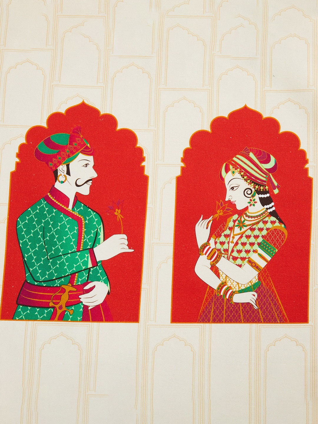 

Home Centre Cream-Coloured & Red Printed Cotton Table Placemats