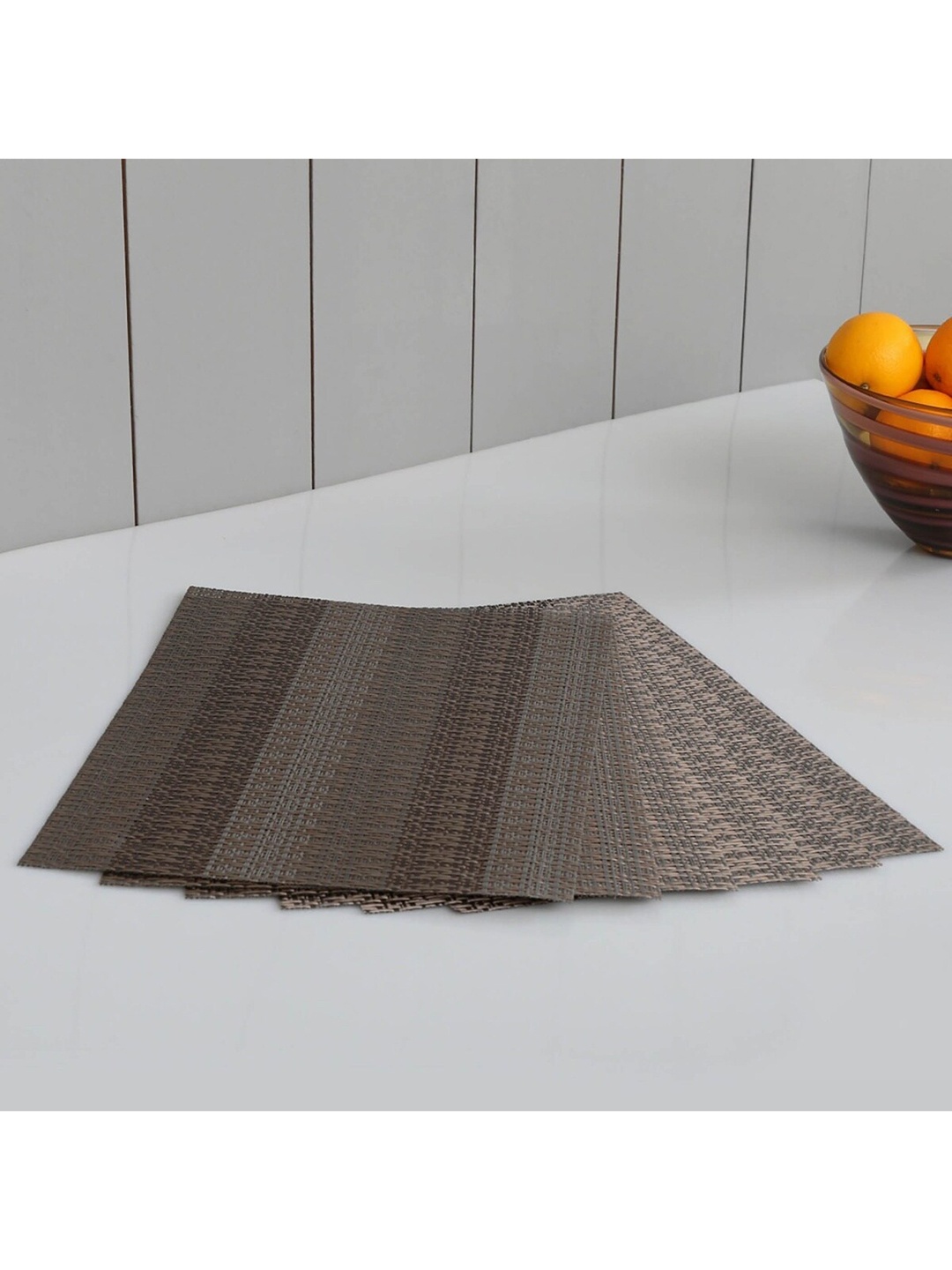 

Home Centre Set Of 6 Brown Textured Rectangular Table Placements