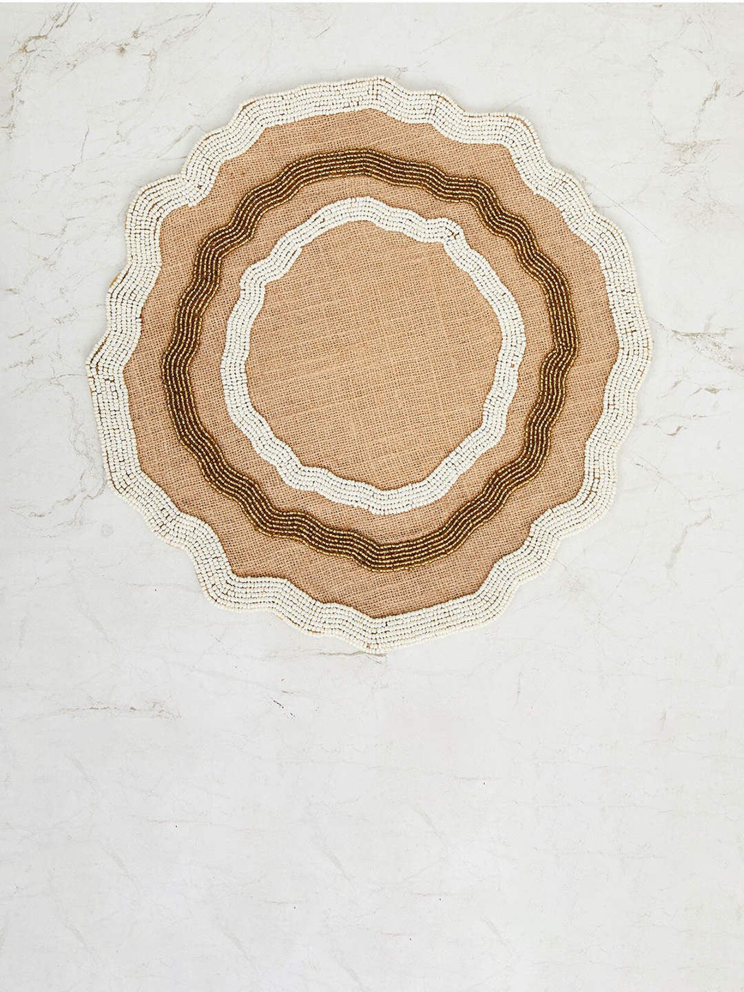 

Home Centre Beige & White Beaded Round Table Placemats