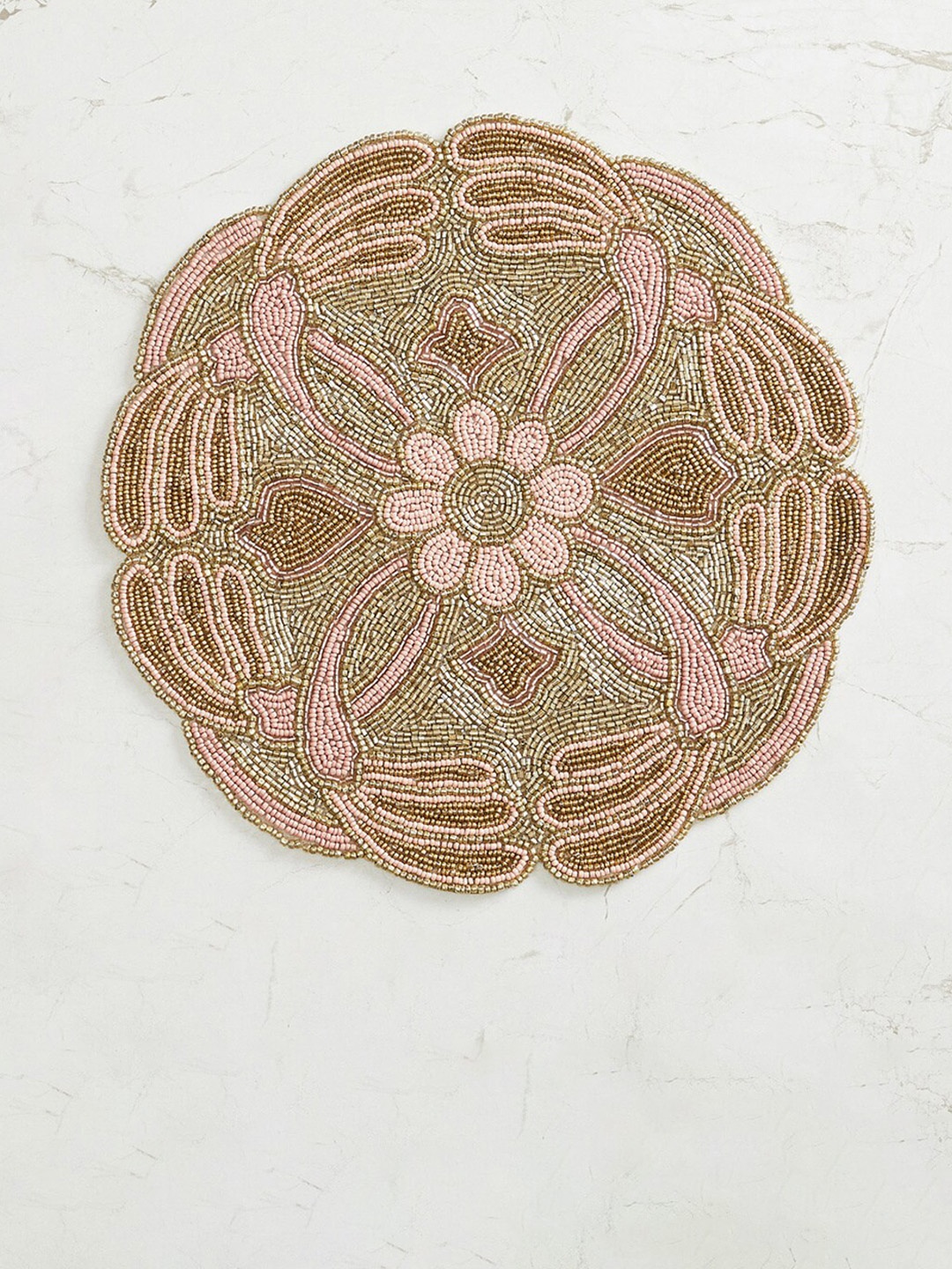 

Home Centre Peach-Colored & Brown Printed Glass Table Placemat