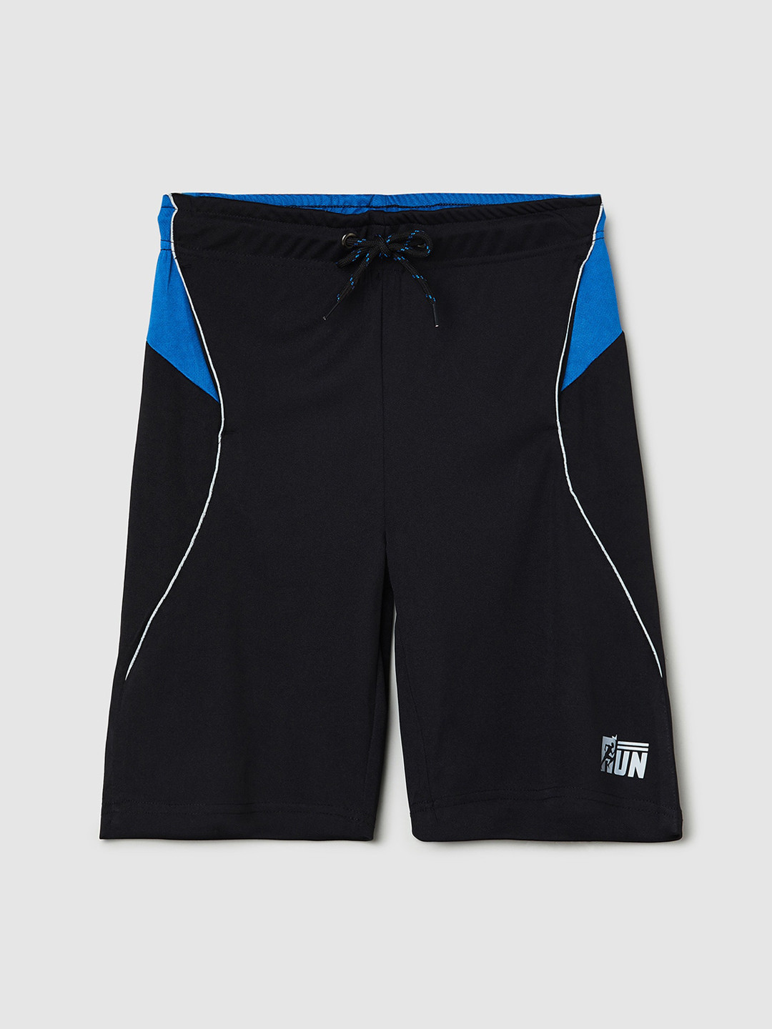 

max Boys Black & Blue Regular Fit Solid Cotton Sports Shorts