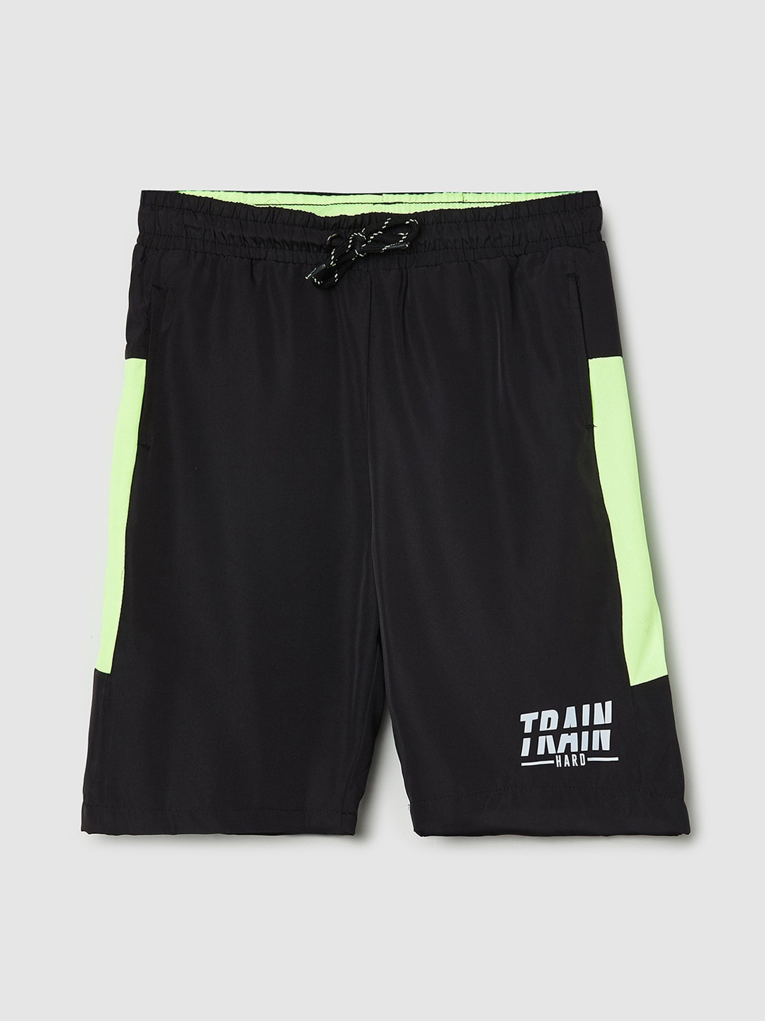 

max Boys Black Solid Cotton Shorts
