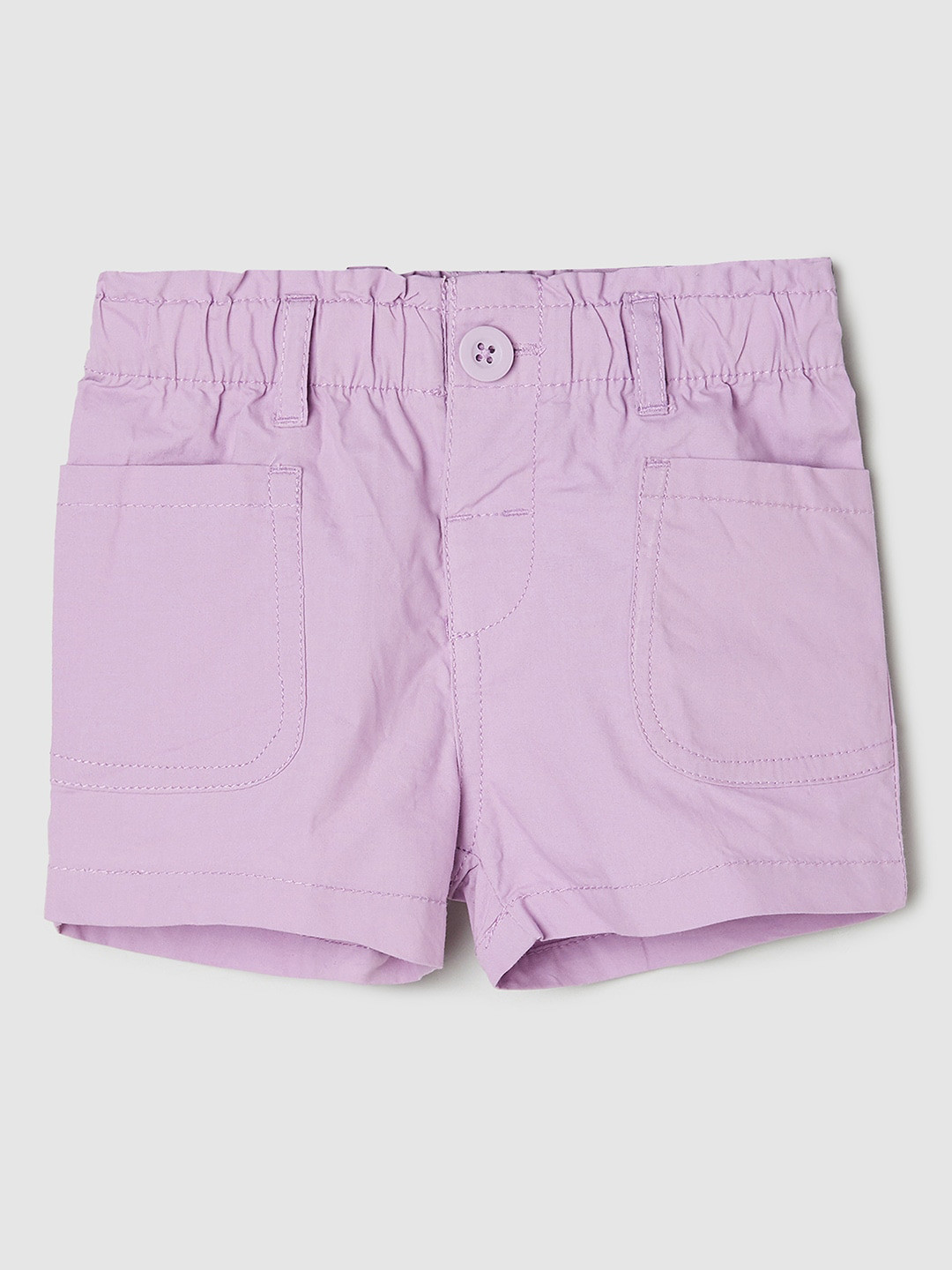 

max Girls Purple Solid Cotton Shorts