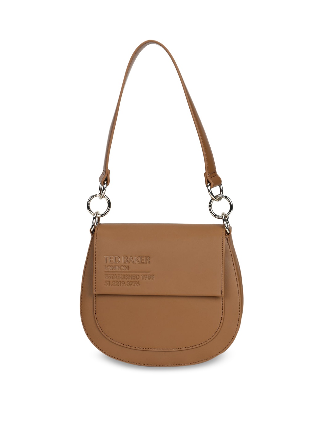 

Ted Baker Brown Solid Leather Half Moon Shoulder Bag