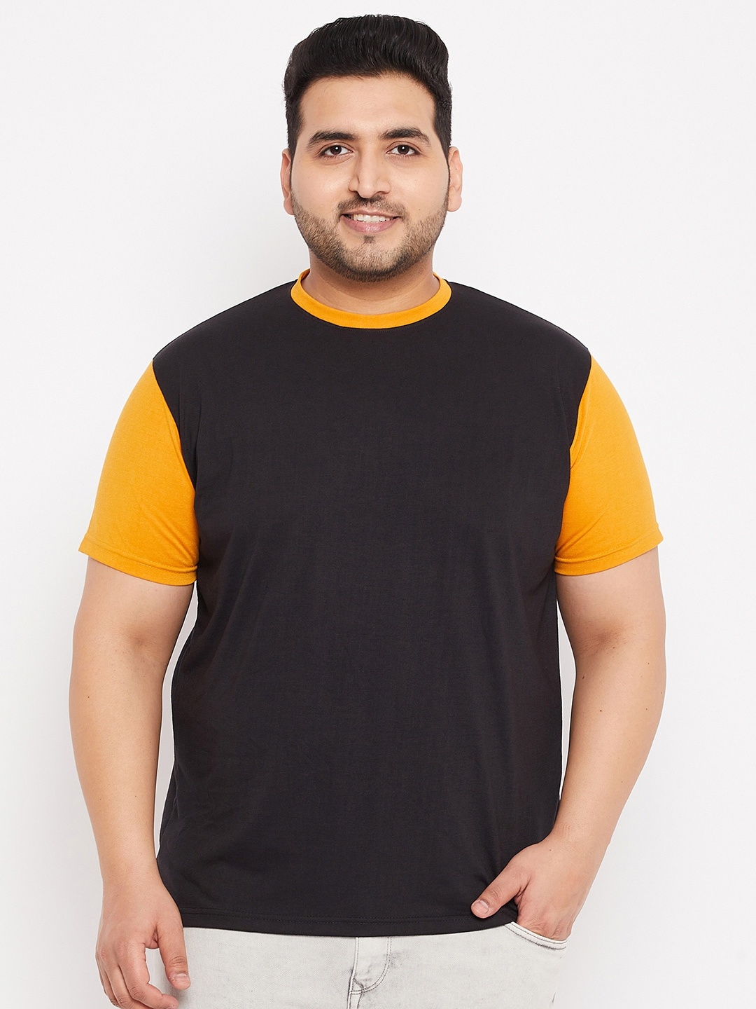 

bigbanana Men Plus Size Black Bio Finish T-shirt