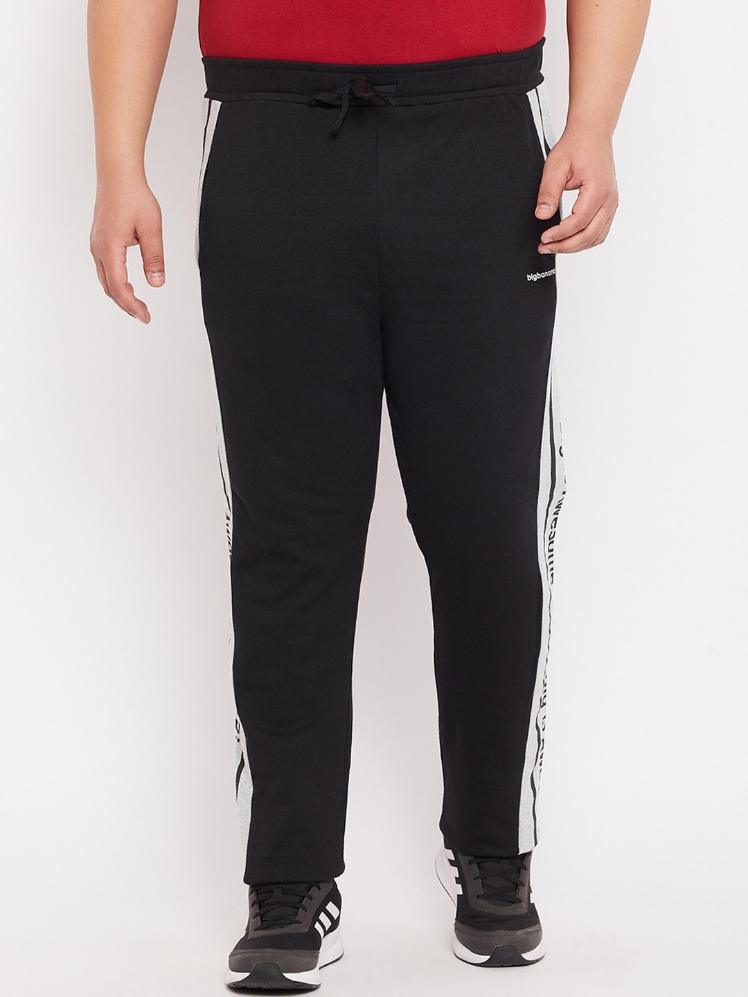 

bigbanana Men Plus Size Black Solid Rapid Dry Track Pants