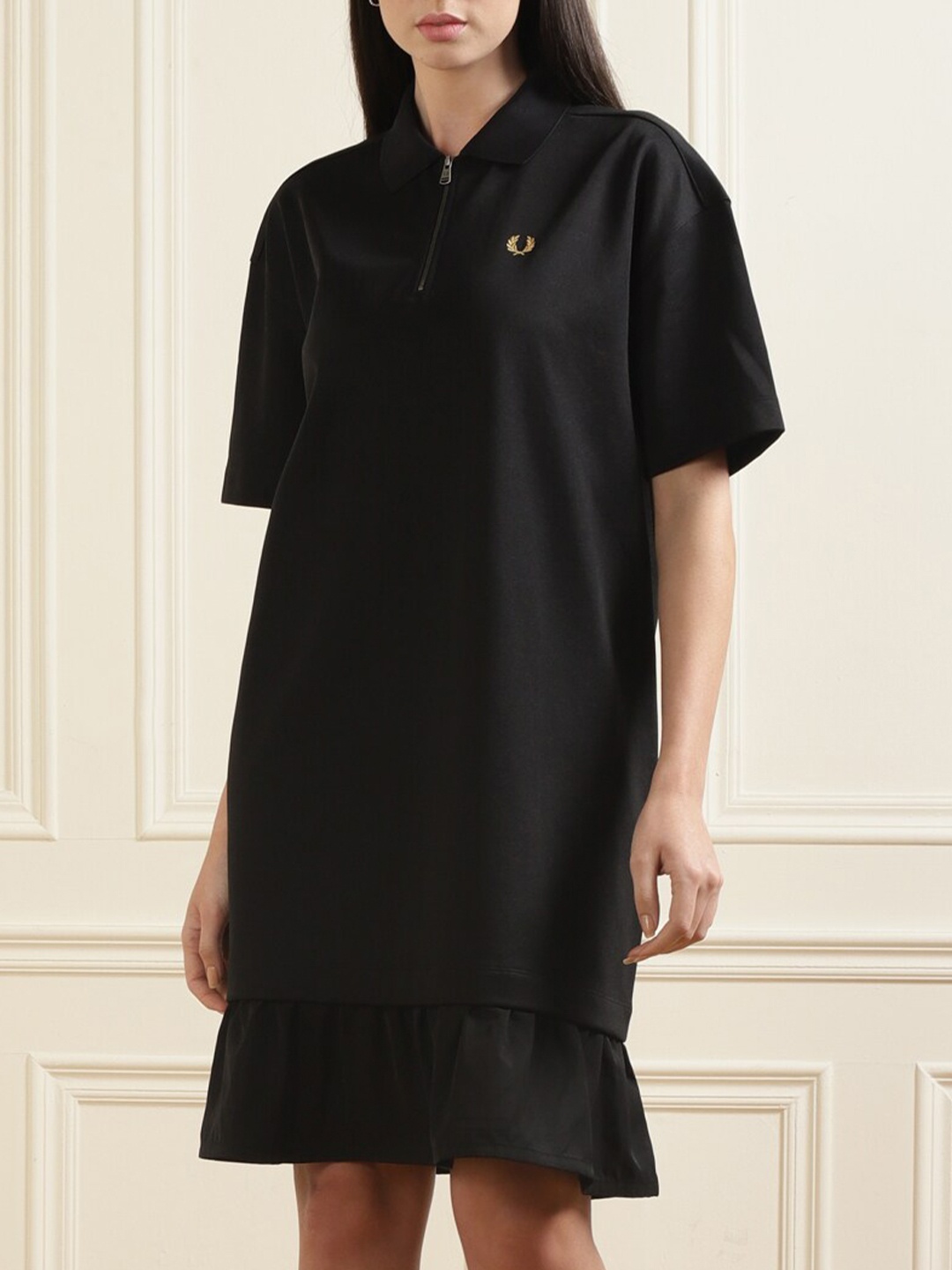 

Fred Perry Women Black Solid A-Line Dress