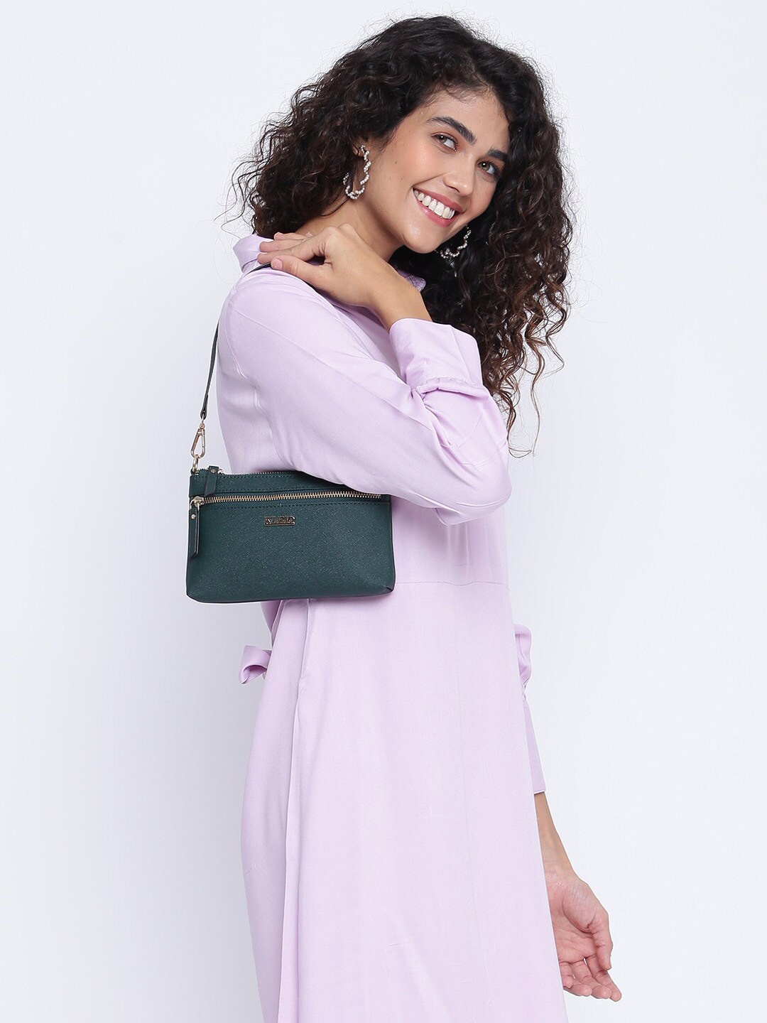 

KLEIO Textured Short Handle Sleek Shoulder Bag, Green