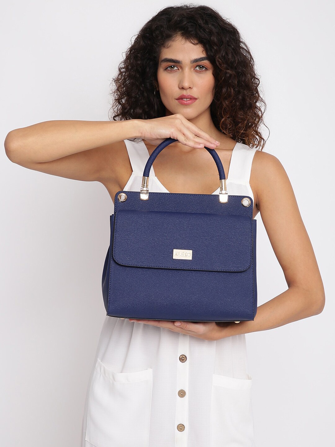 

KLEIO Women Structured Satchel Bag, Blue