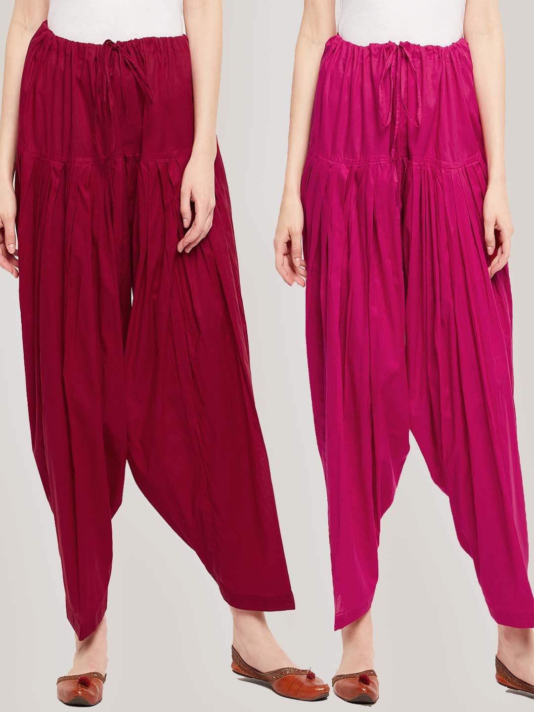 

Clora Creation Women Maroon & Magenta Solid Pack Of 2 Solid Loose-Fit Pure Cotton Salwars