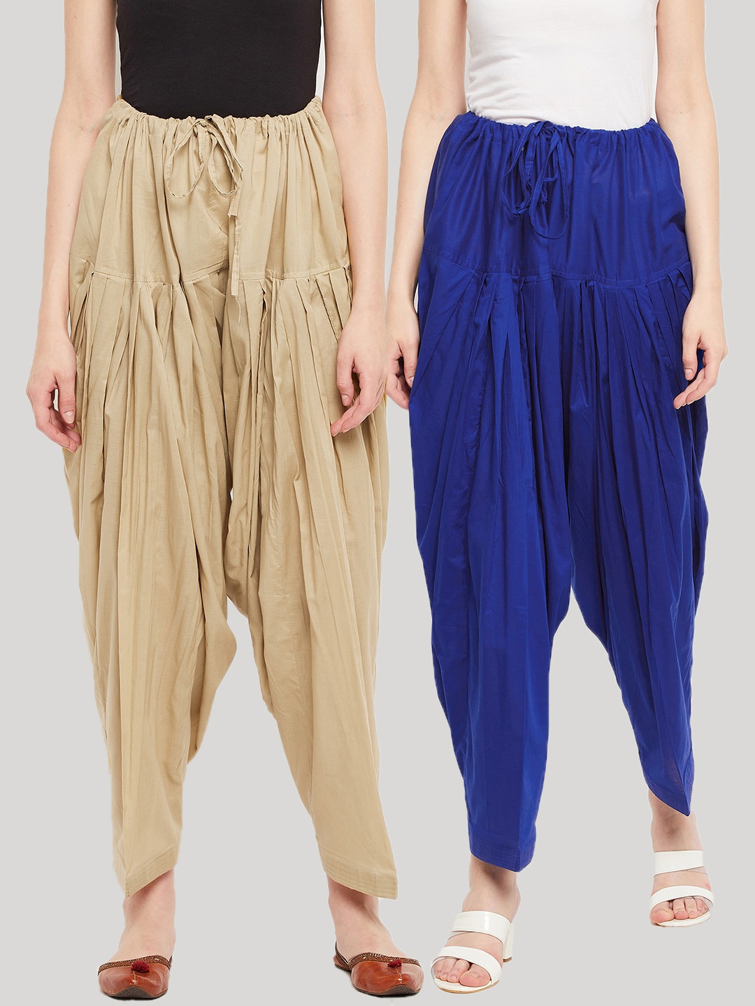 

Clora Creation Women Pack Of 2 Solid Loose Fit Cotton Salwars, Multi