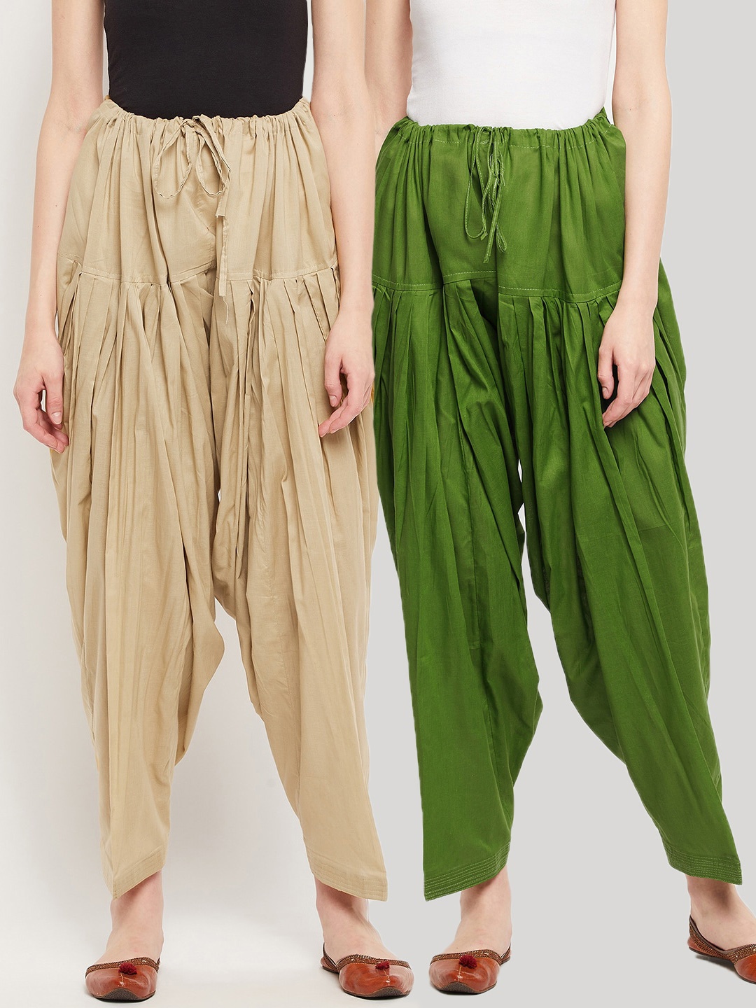 

Clora Creation Women Pack Of 2 Solid Loose Fit Pure Cotton Salwars, Green