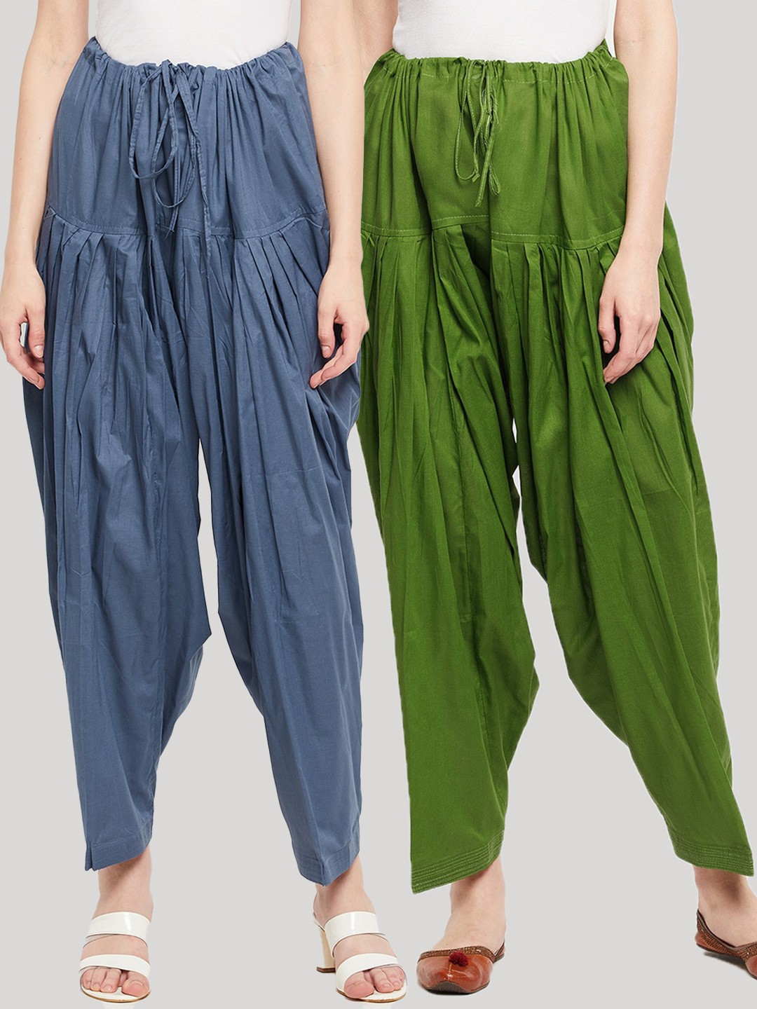 

Clora Creation Women Pack Of 2 Solid Loose Fit Pure Cotton Salwars, Grey