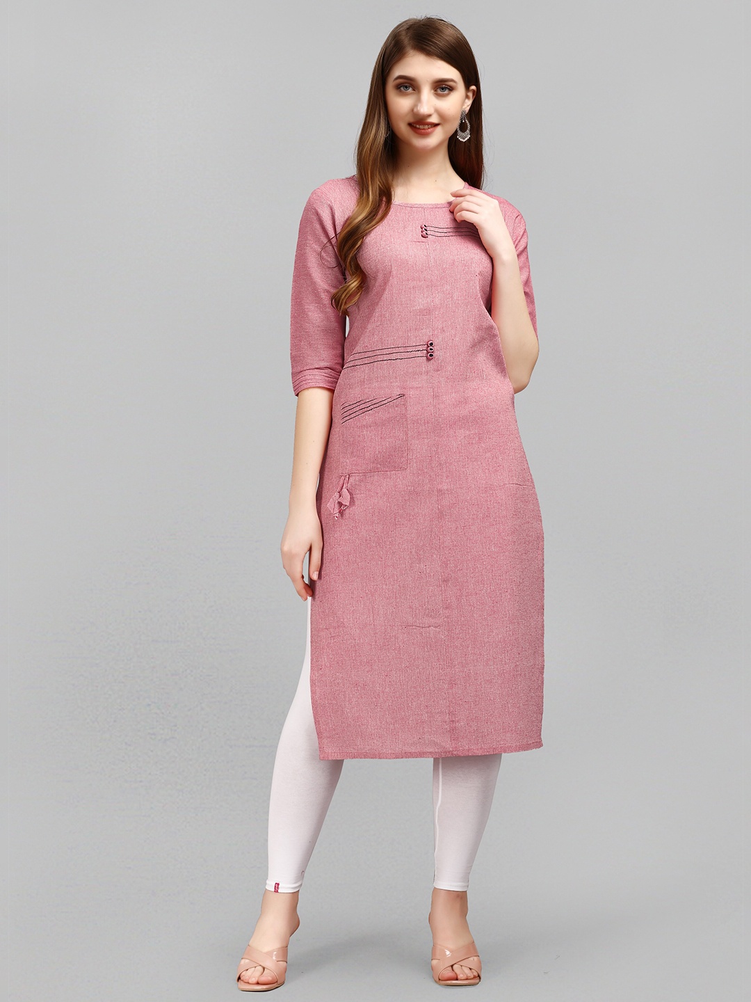 

Fashion FRICKS Women Pink Cotton Kurta