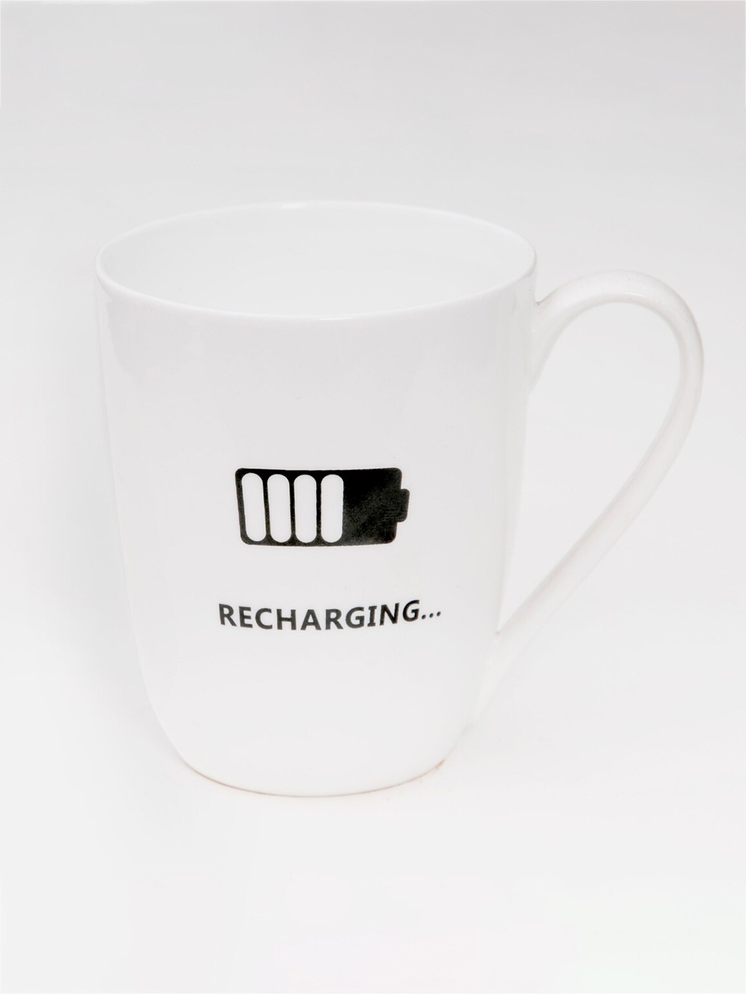 

Home Centre White & Black Printed Bone China Glossy Mug