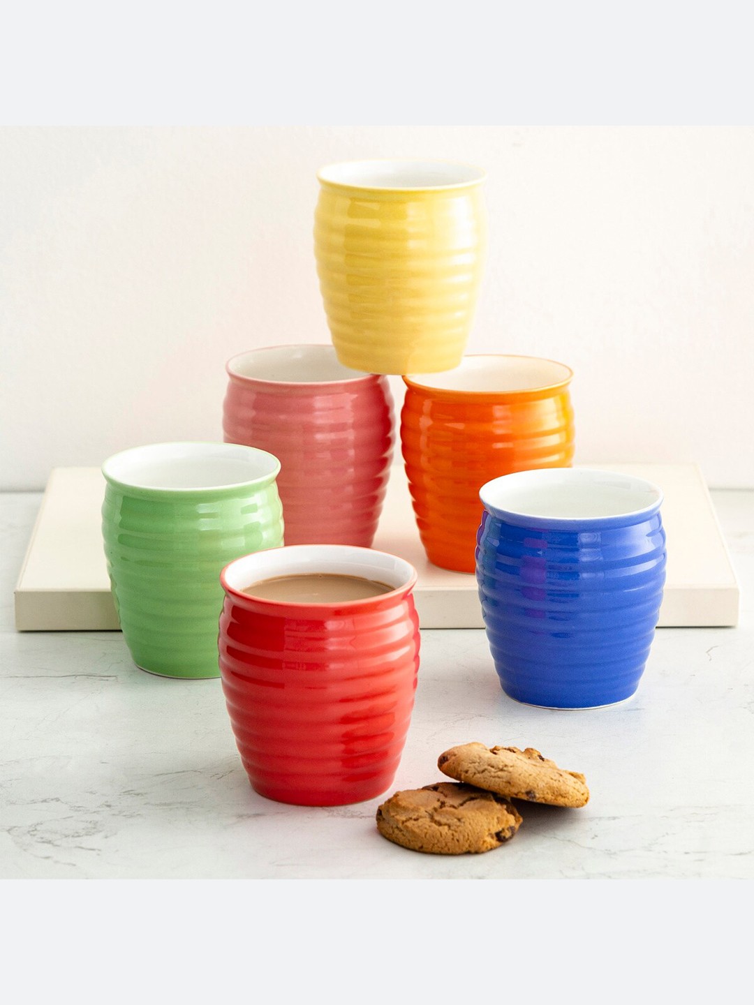 

Home Centre Set of 6 Solid Bone China Glossy Corsica Kulladhs, Blue