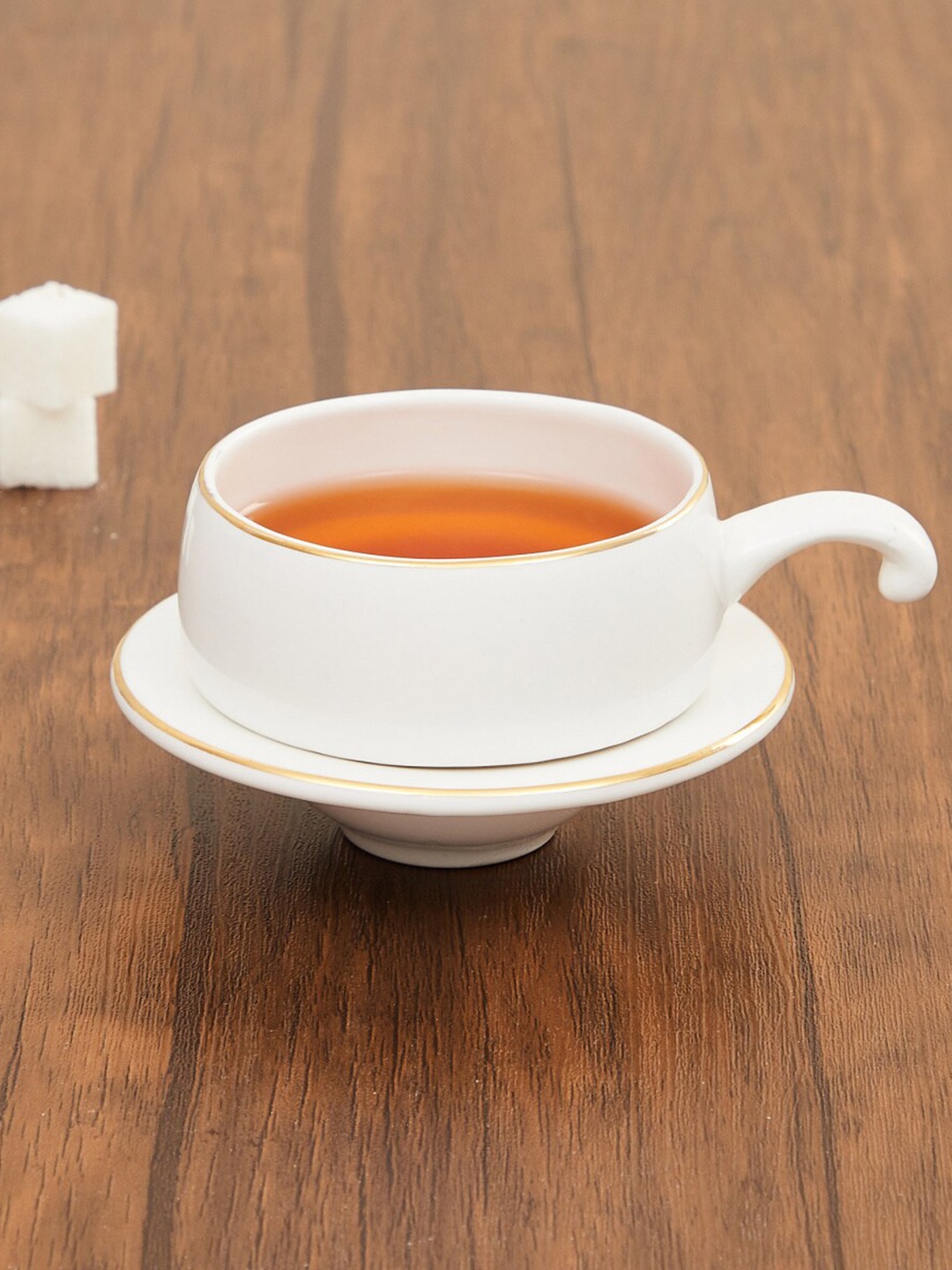 

Home Centre White Solid Bone China Matte Cups and Saucers 160 ml