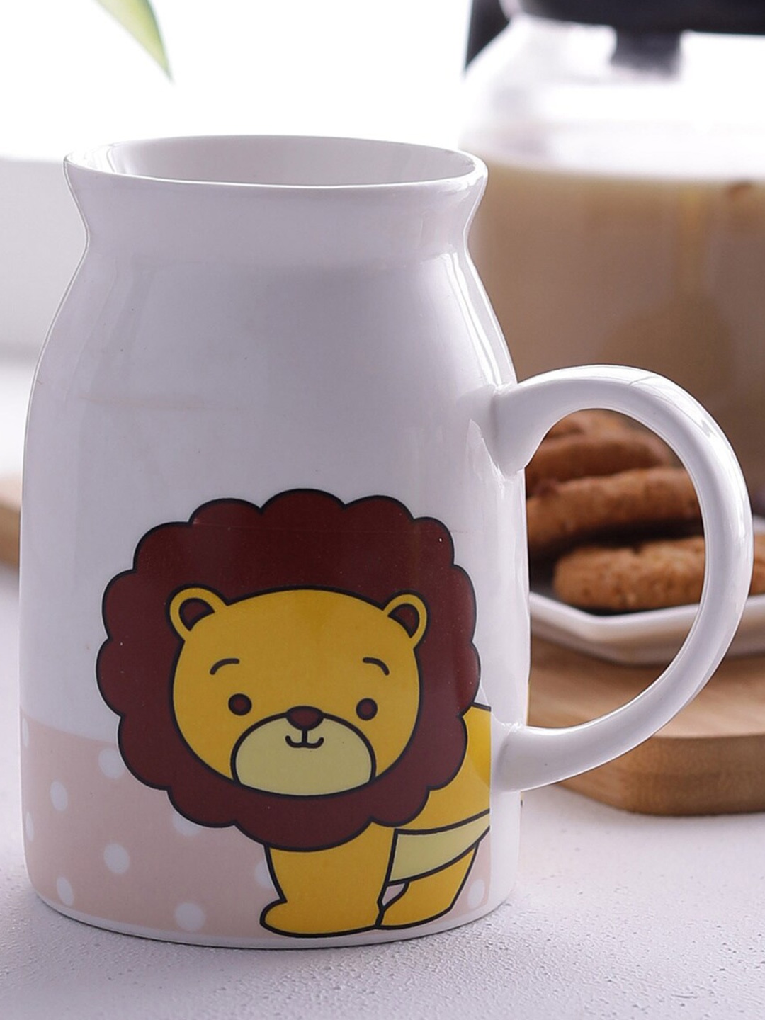 

Home Centre White & Yellow Printed Bone China Glossy Mug