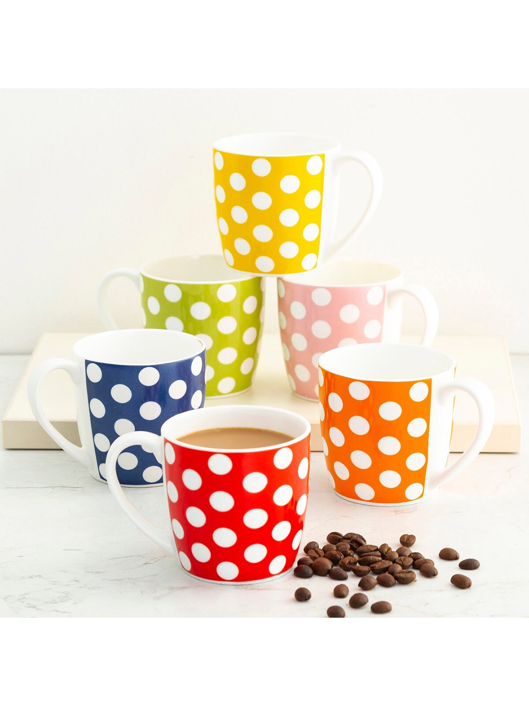 

Home Centre Red & White Printed Bone China Glossy Mug