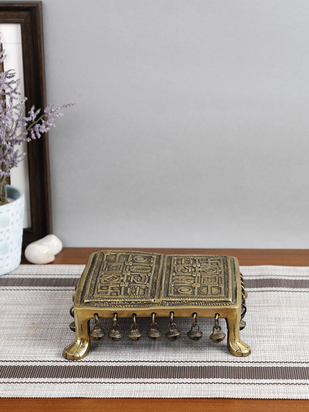 

Imli Street Gold-Toned Brass Small Chowkie With Ghungroo