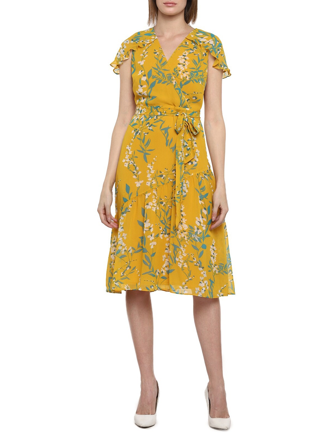 

Phase Eight Women Yellow & Green Floral Print Maxi Dress