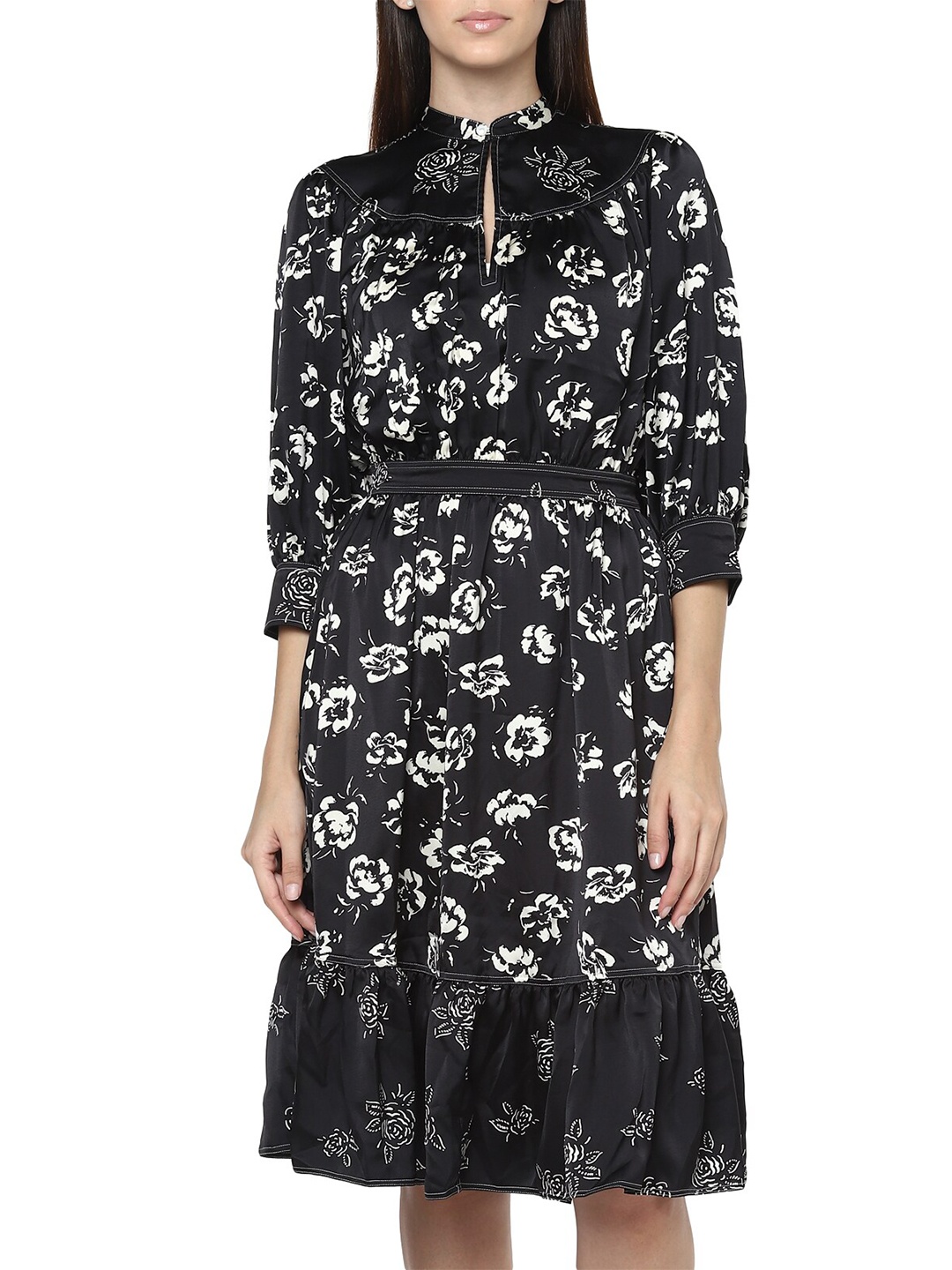 

Polo Ralph Lauren Women Black Floral Fit and Flare Dress