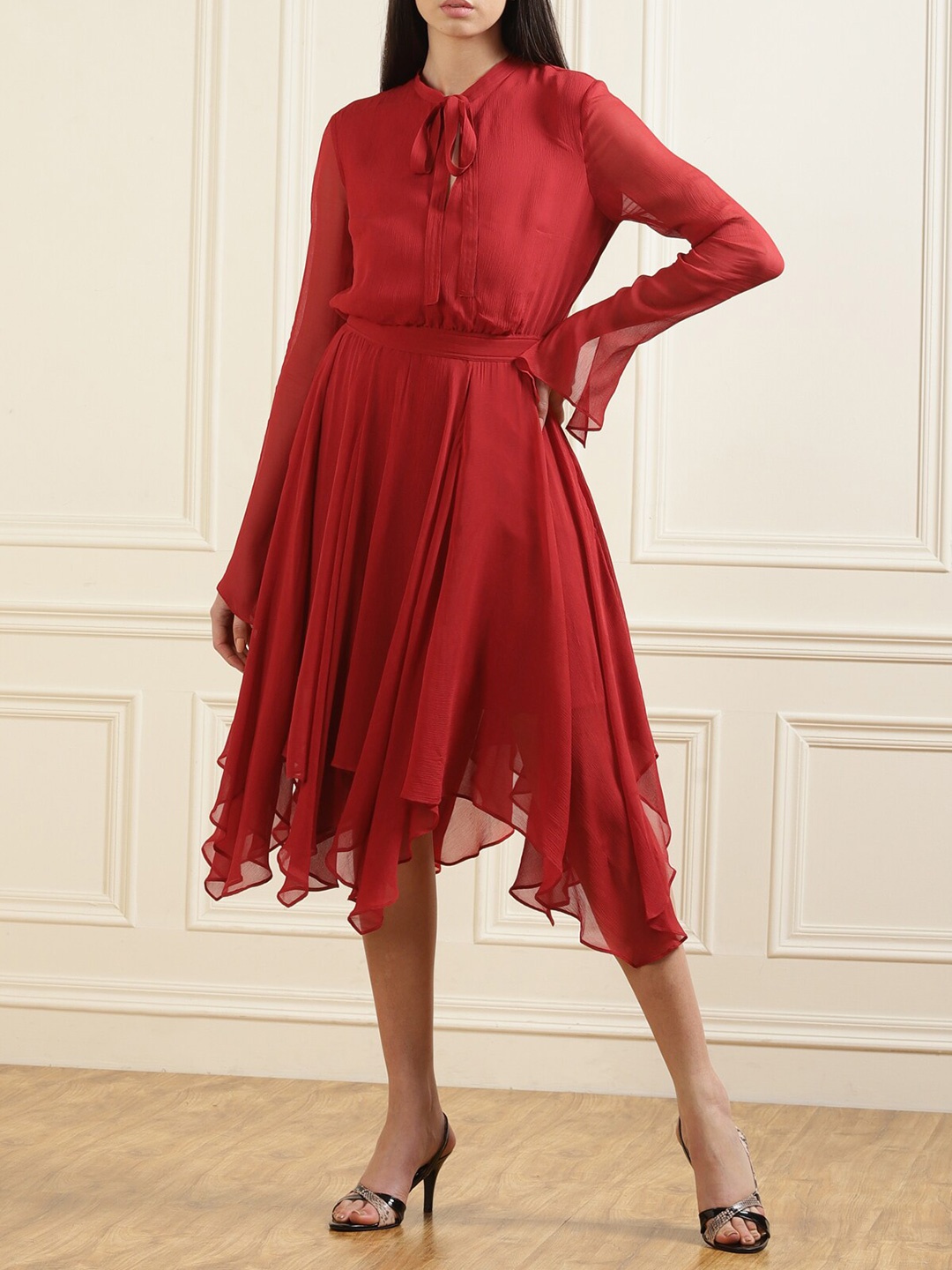 

Polo Ralph Lauren Red Tie-Up Neck Dress