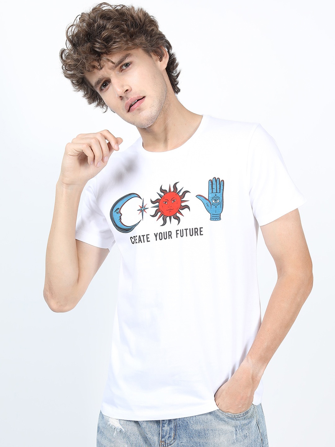 HIGHLANDER Men White Typography Printed Slim Fit T-shirt