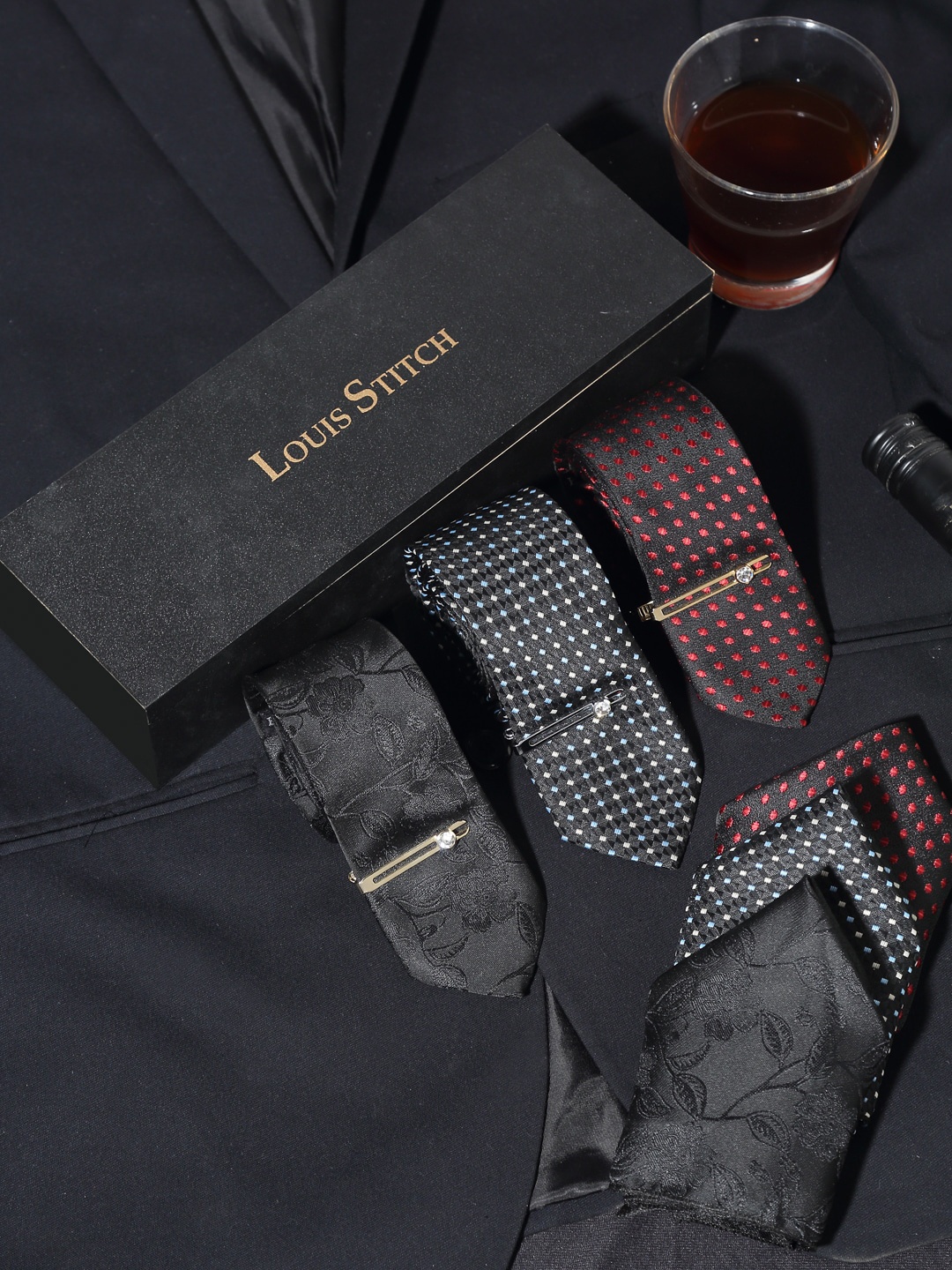 

LOUIS STITCH Men Pack of 3 Accessory Gift Set, Red