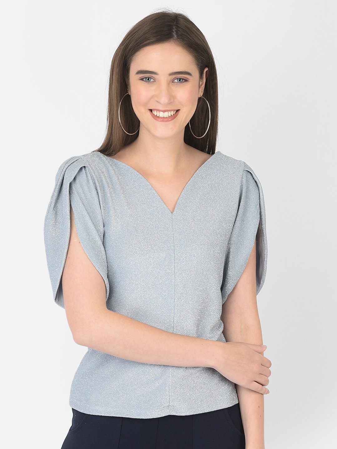 

Latin Quarters Blue Slit Sleeves Top